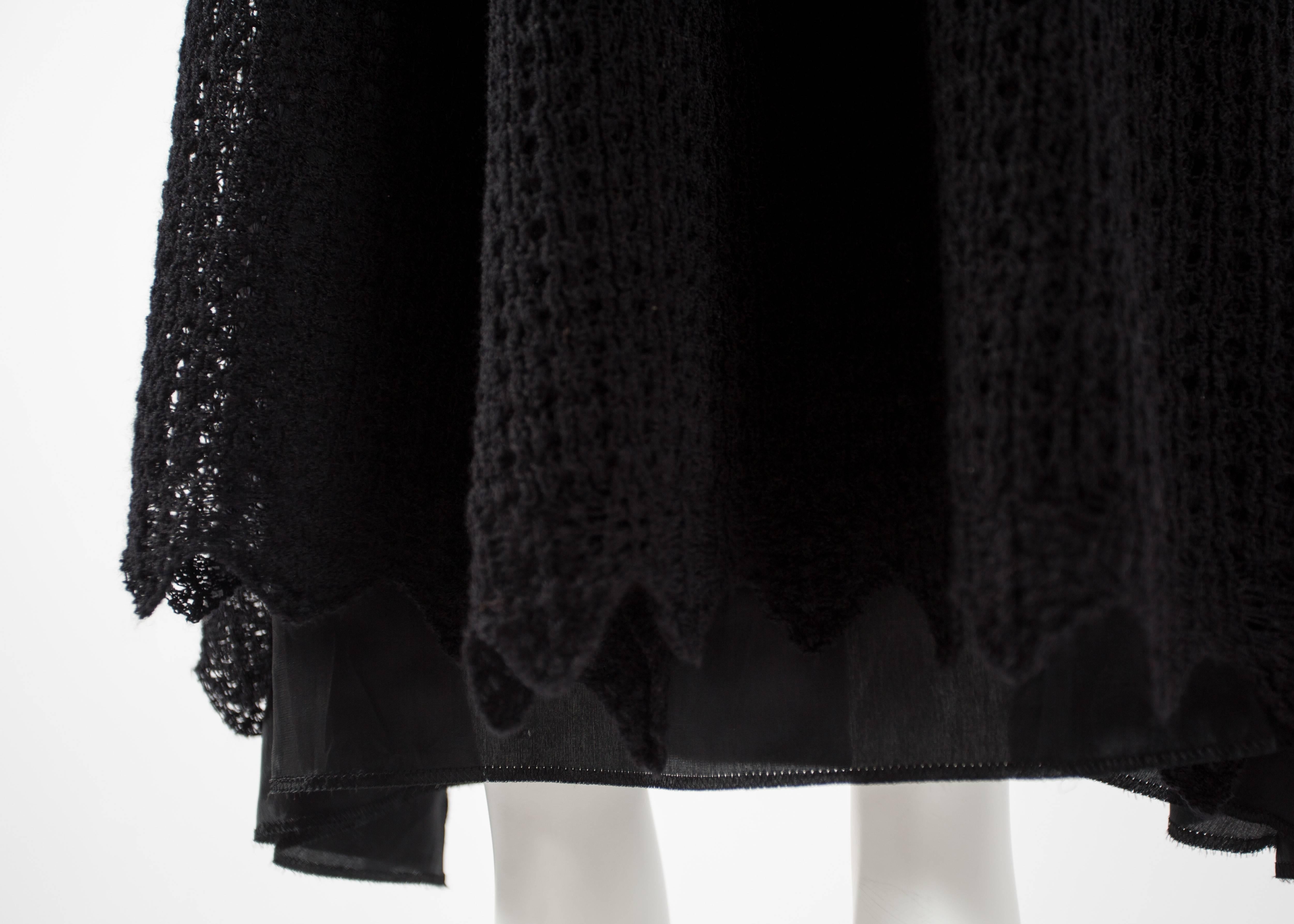 Women's Maison Martin Margiela early 1990s black crochet wool and satin skirt suit