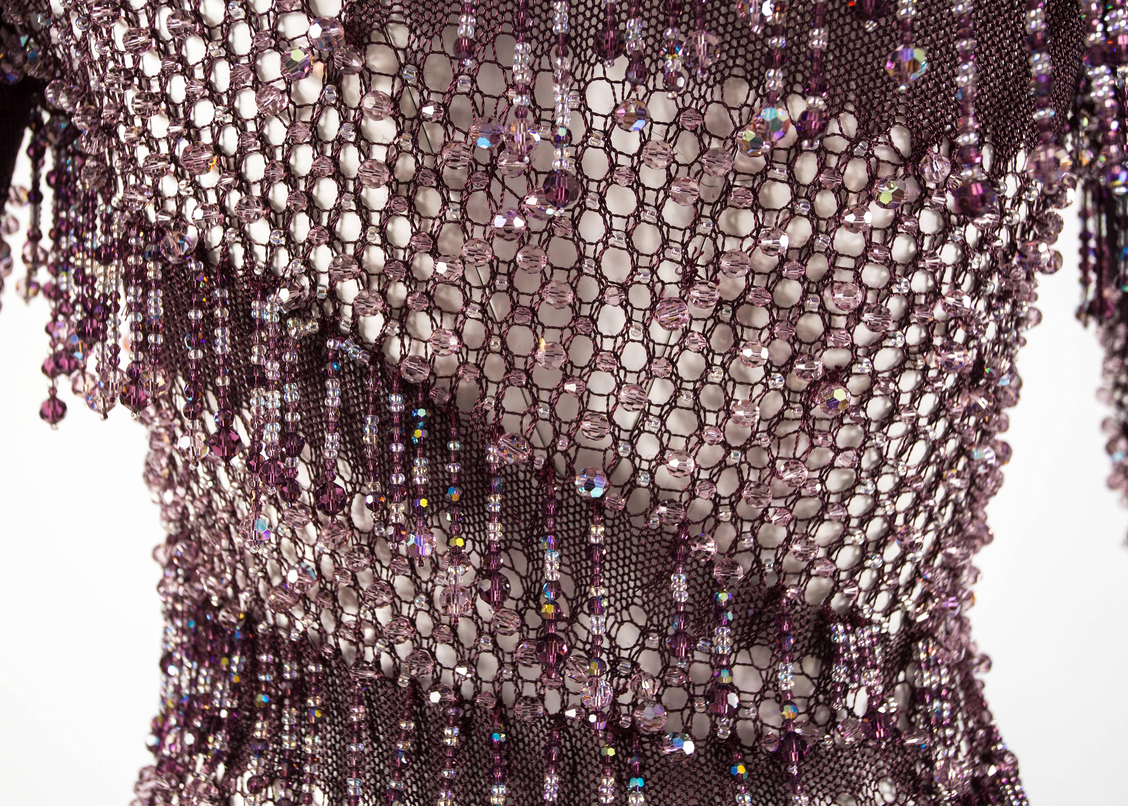 Julien Macdonald Autumn-Winter 2004 purple beaded knitted mini dress 1