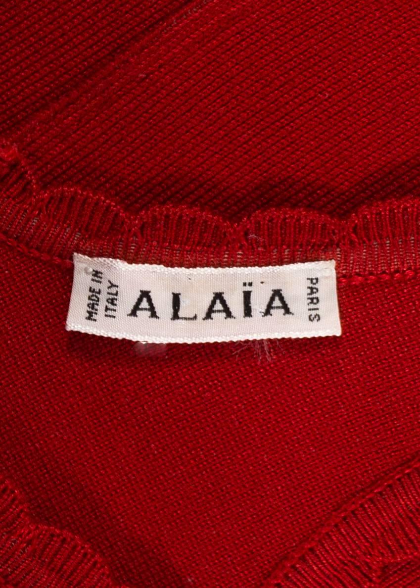 Women's Alaia Spring-Summer 1992 red spandex knit bodysuit 