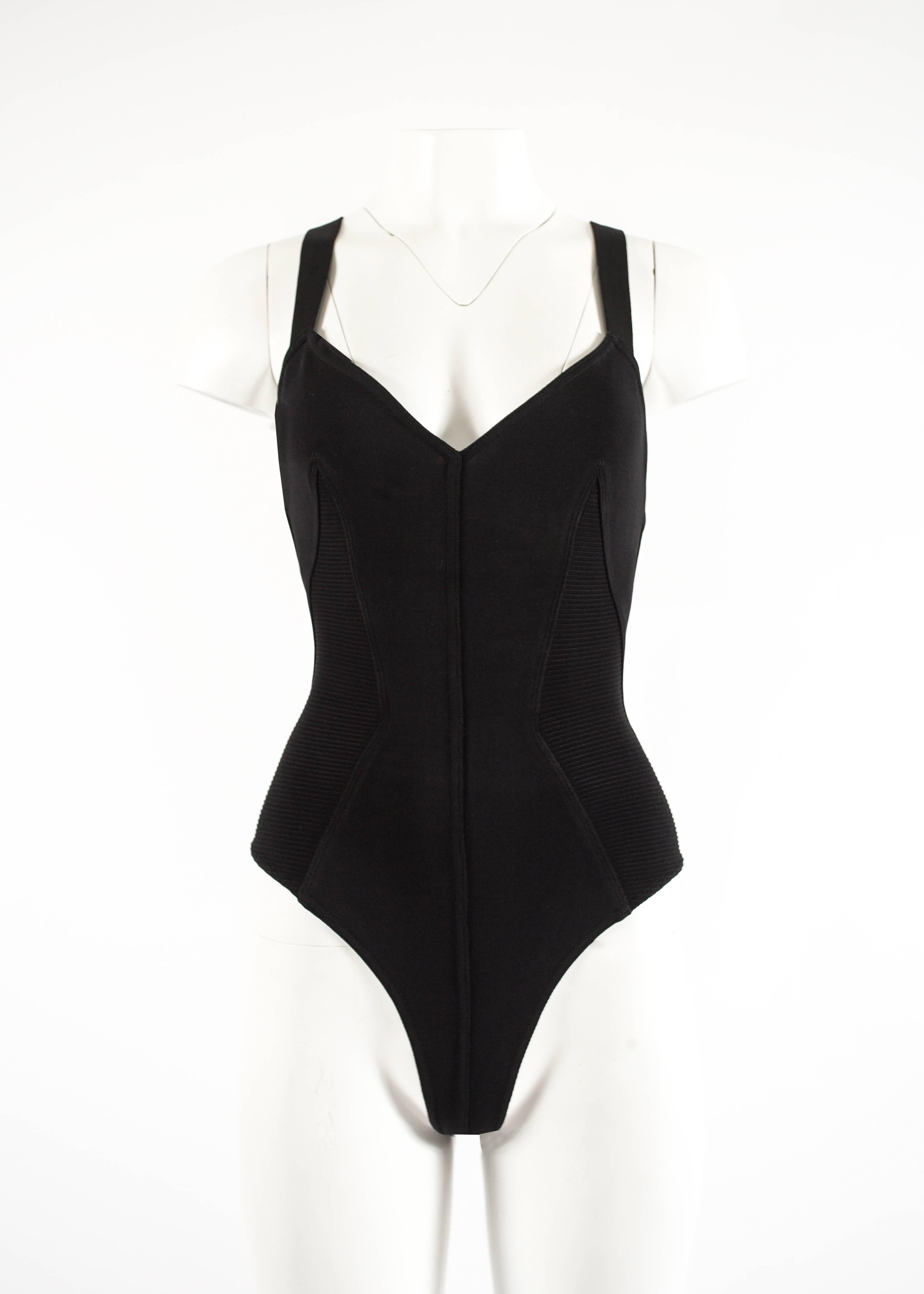 Alaia Spring-Summer 1990 black spandex knit bodysuit
