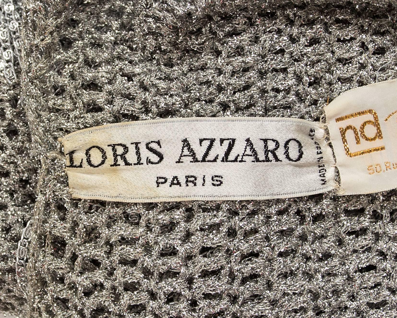 Loris Azzaro 1970 silver chain and lurex knit evening sweater 1