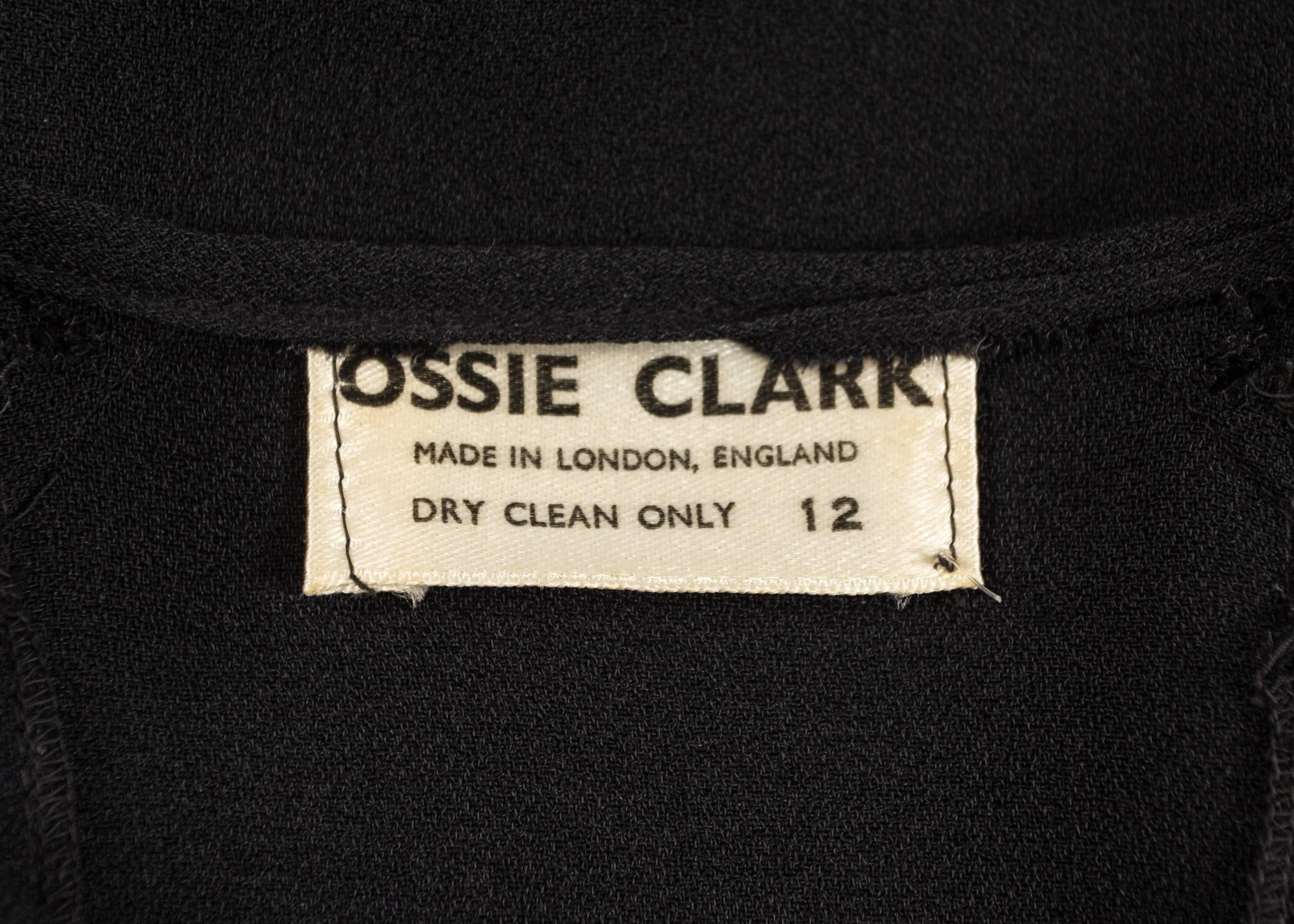 Ossie Clark 1970 black moss crepe pant suit  For Sale 1