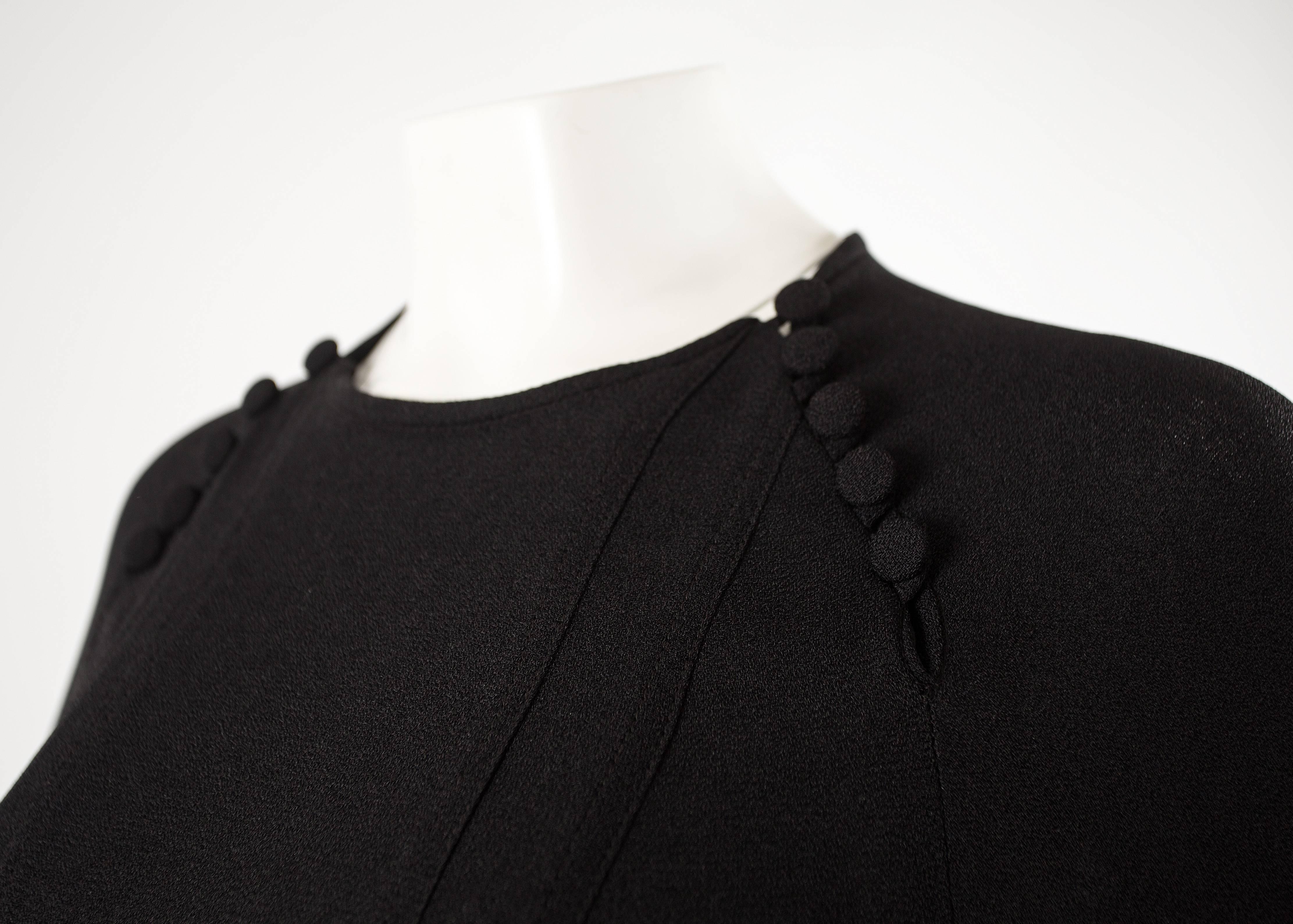 Black Ossie Clark 1970 black moss crepe pant suit 