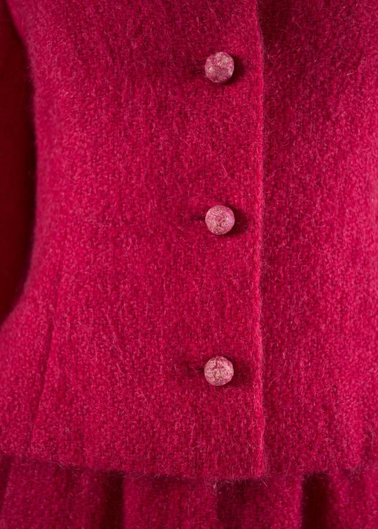Balenciaga 1961 Haute Couture Cerise wool skirt suit
