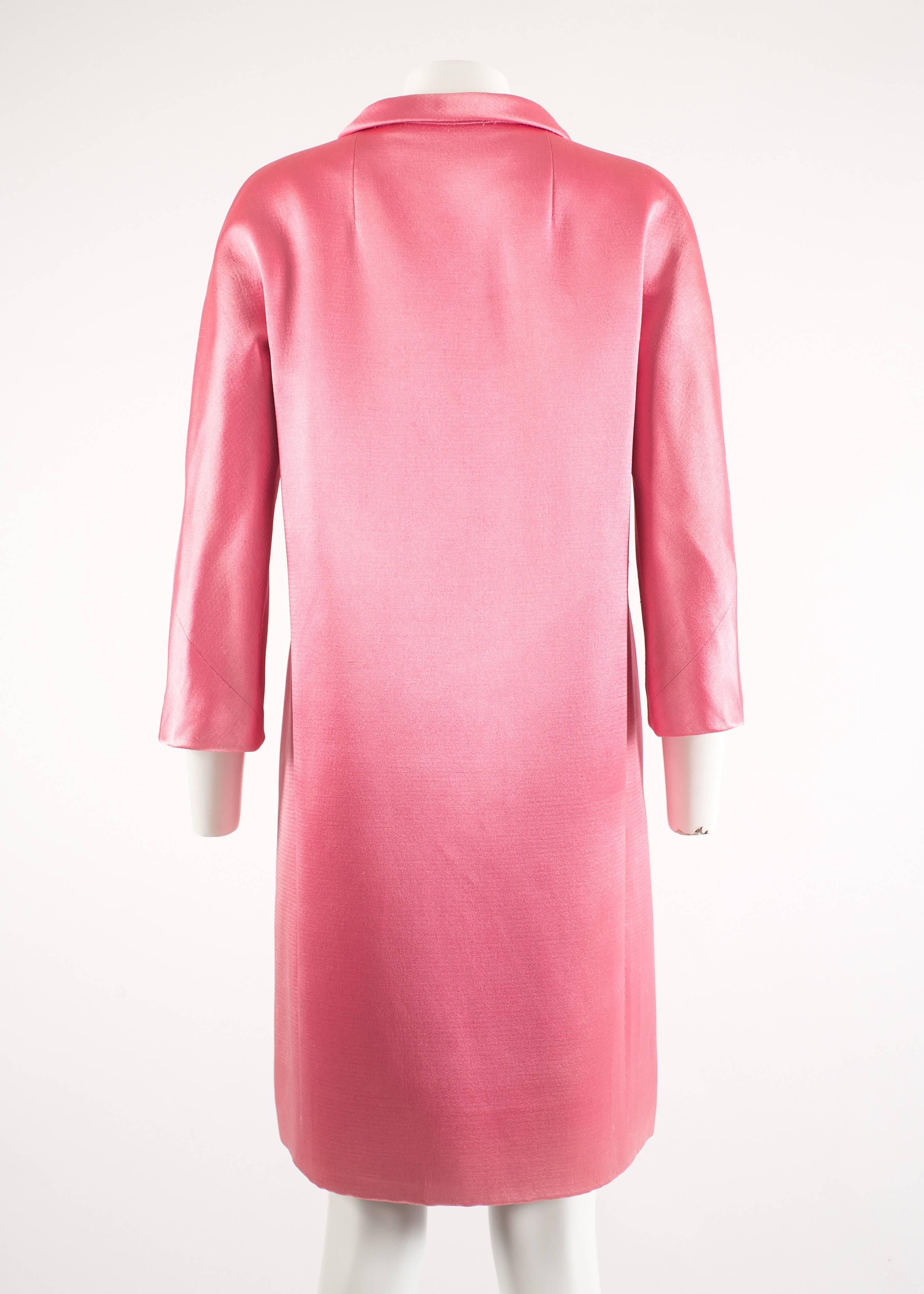Women's Balenciaga 1963 Haute Couture hot pink silk evening coat