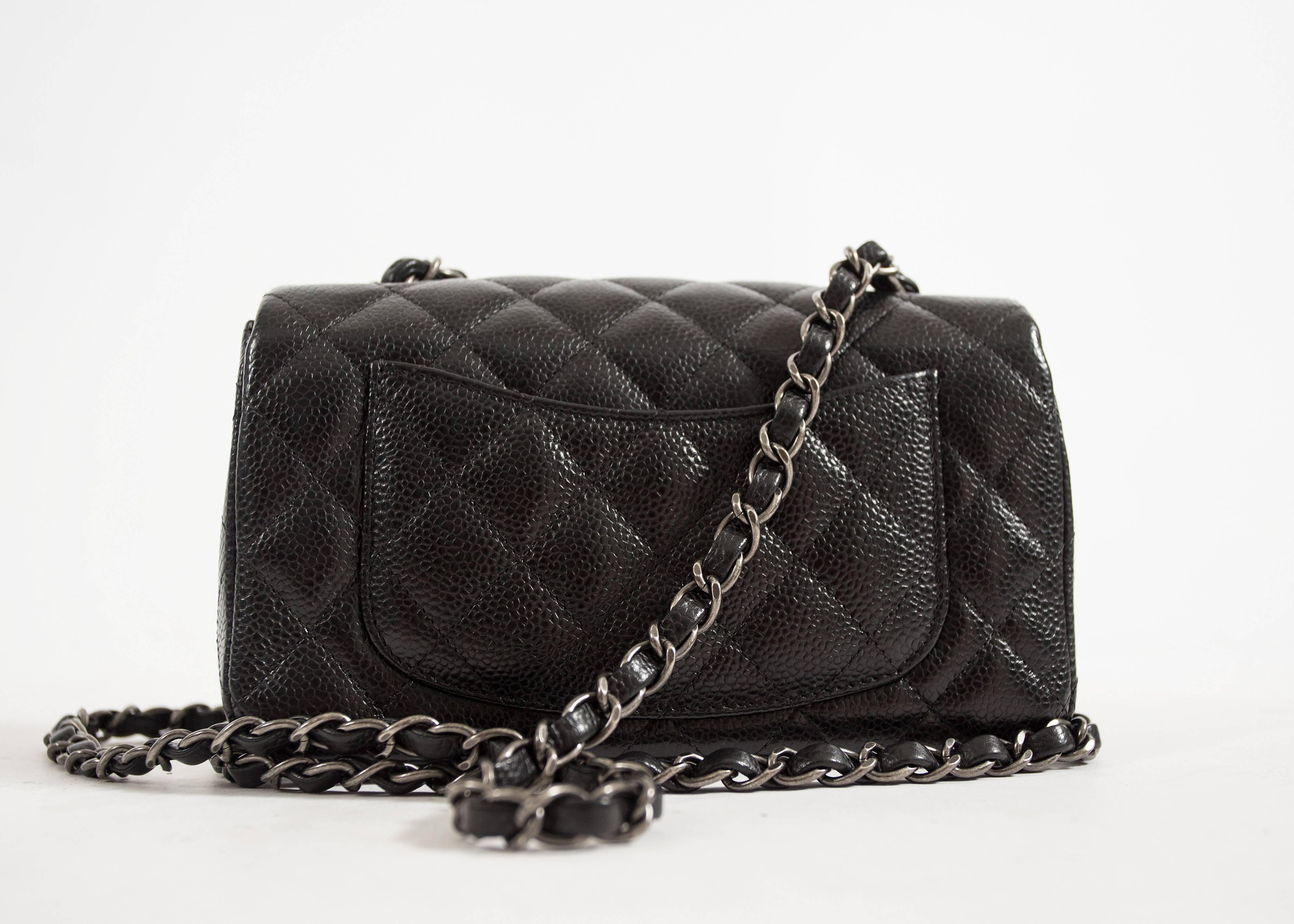 Chanel Black Caviar Mini Classic Crossbody Flap Bag 2