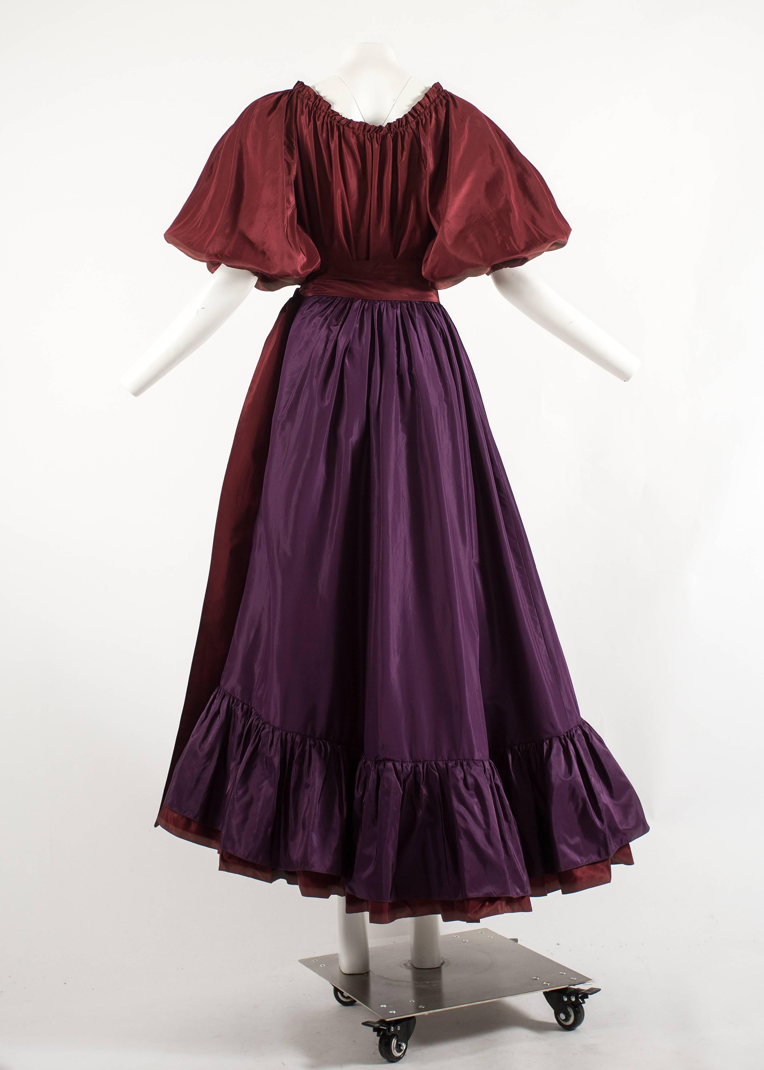 Yves Saint Laurent 1978 silk taffeta blouse and skirt ensemble  1
