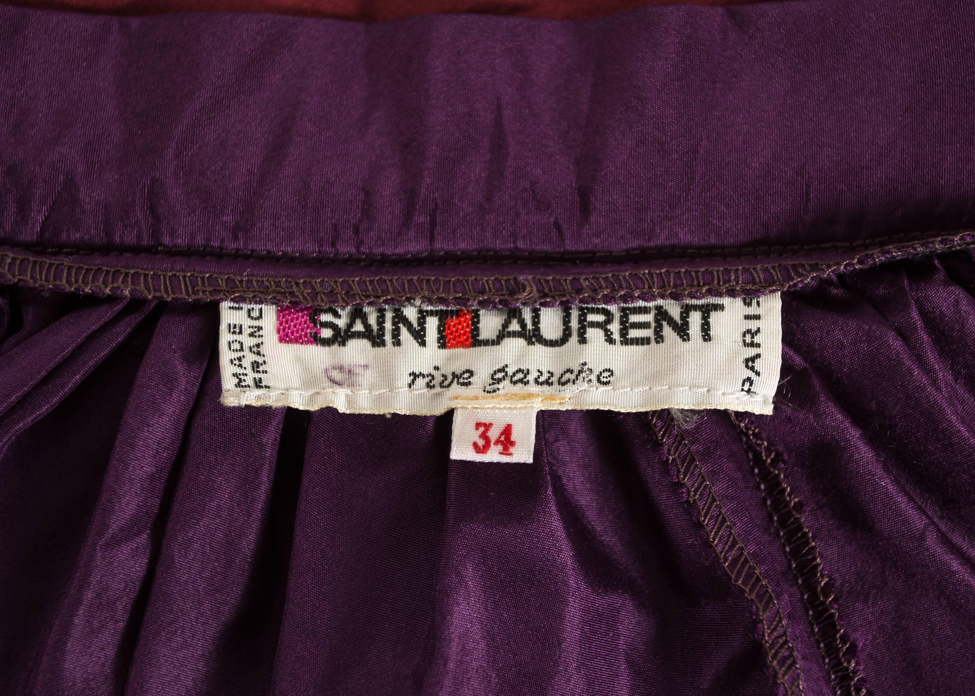 Yves Saint Laurent 1978 silk taffeta blouse and skirt ensemble  2