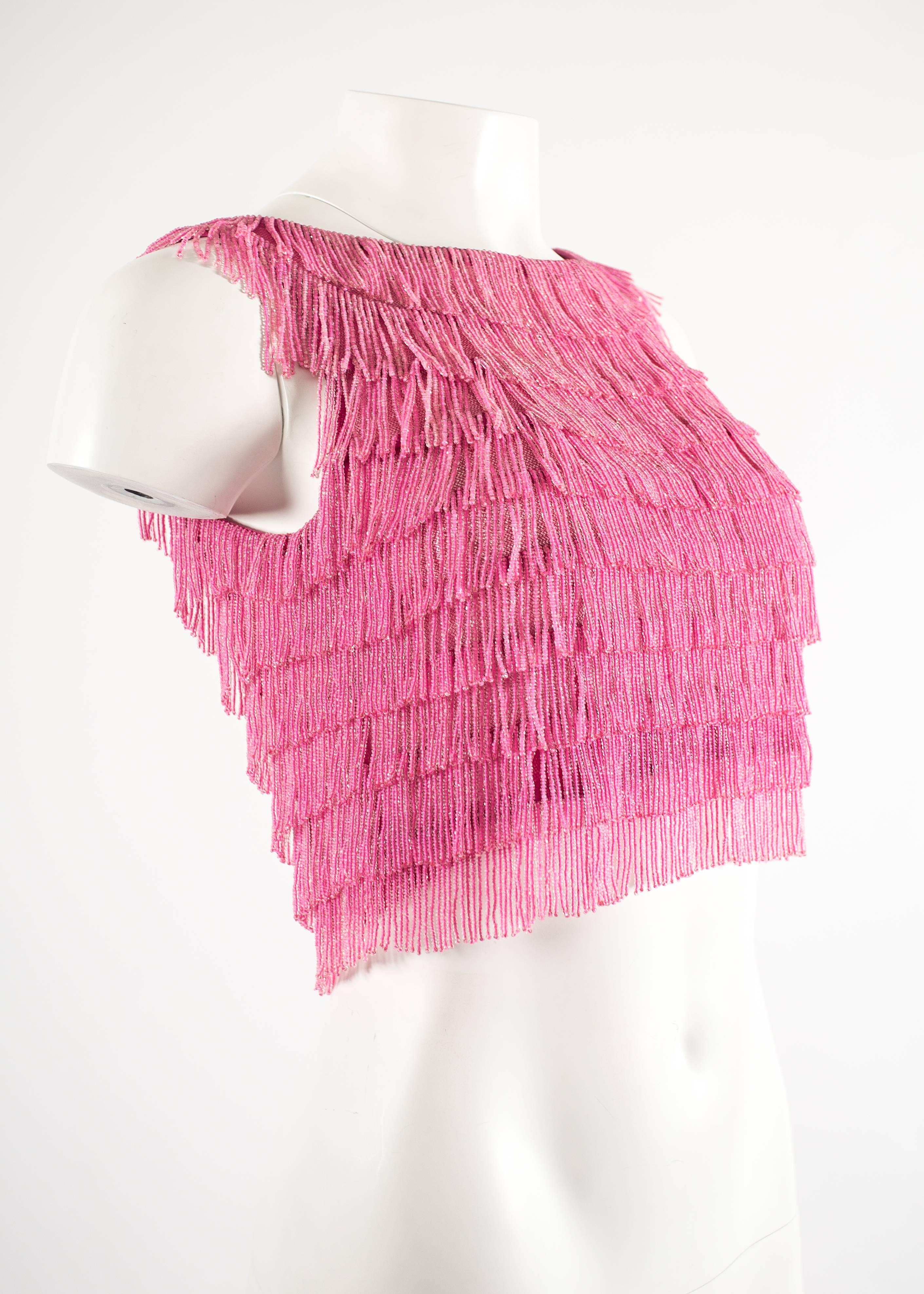 hot pink fringe vest