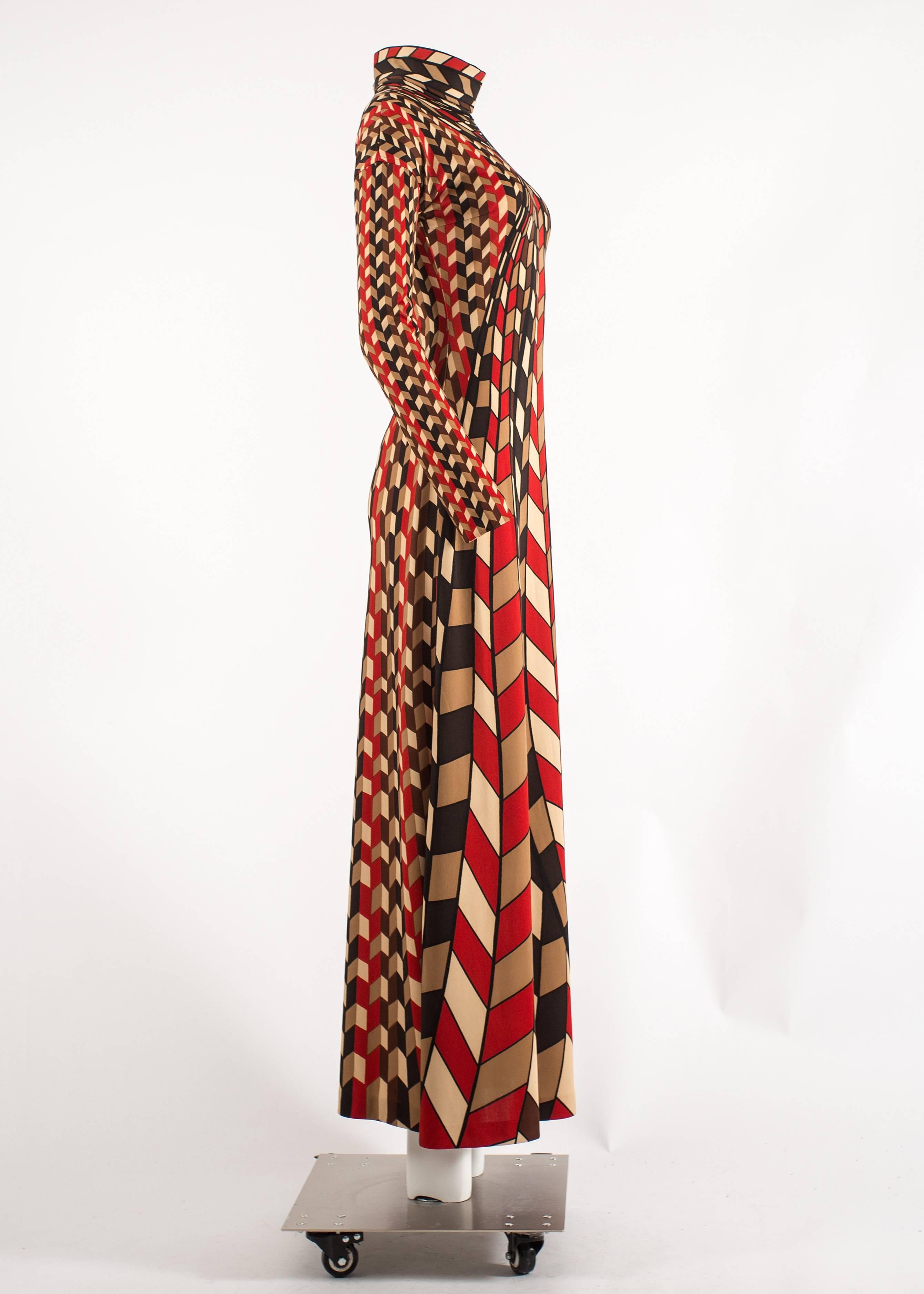 Roberta di Camerino 1976 jersey geometric scarf print maxi dress In Excellent Condition In London, GB