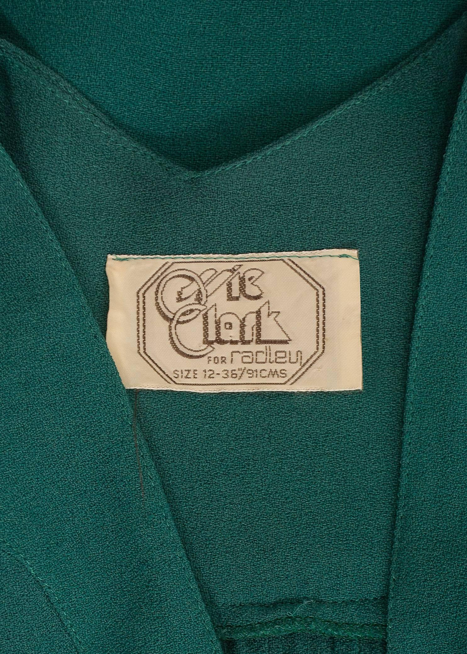 Ossie Clark 1970 green moss crepe maxi dress 4