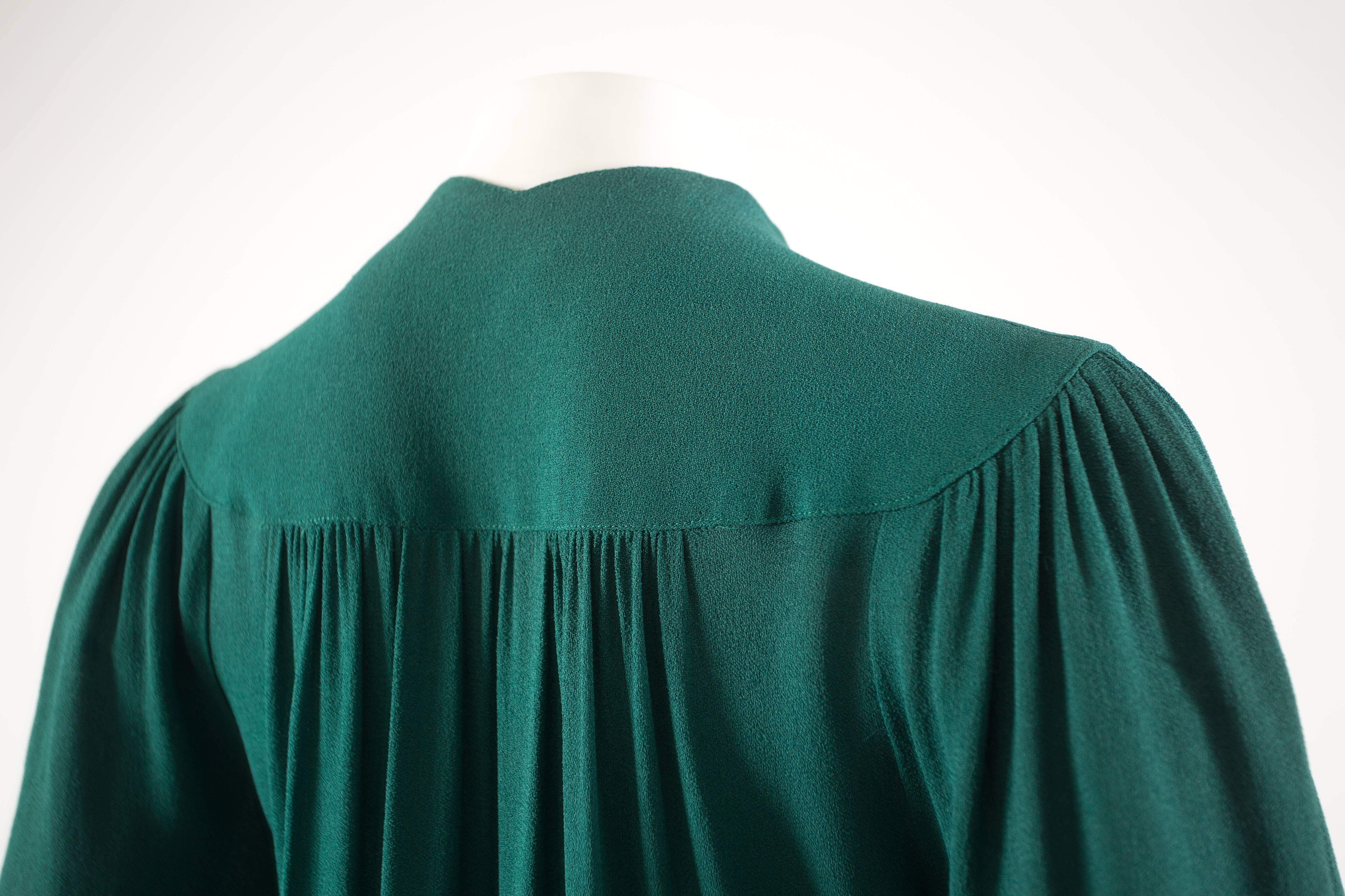 Ossie Clark 1970 green moss crepe maxi dress 3