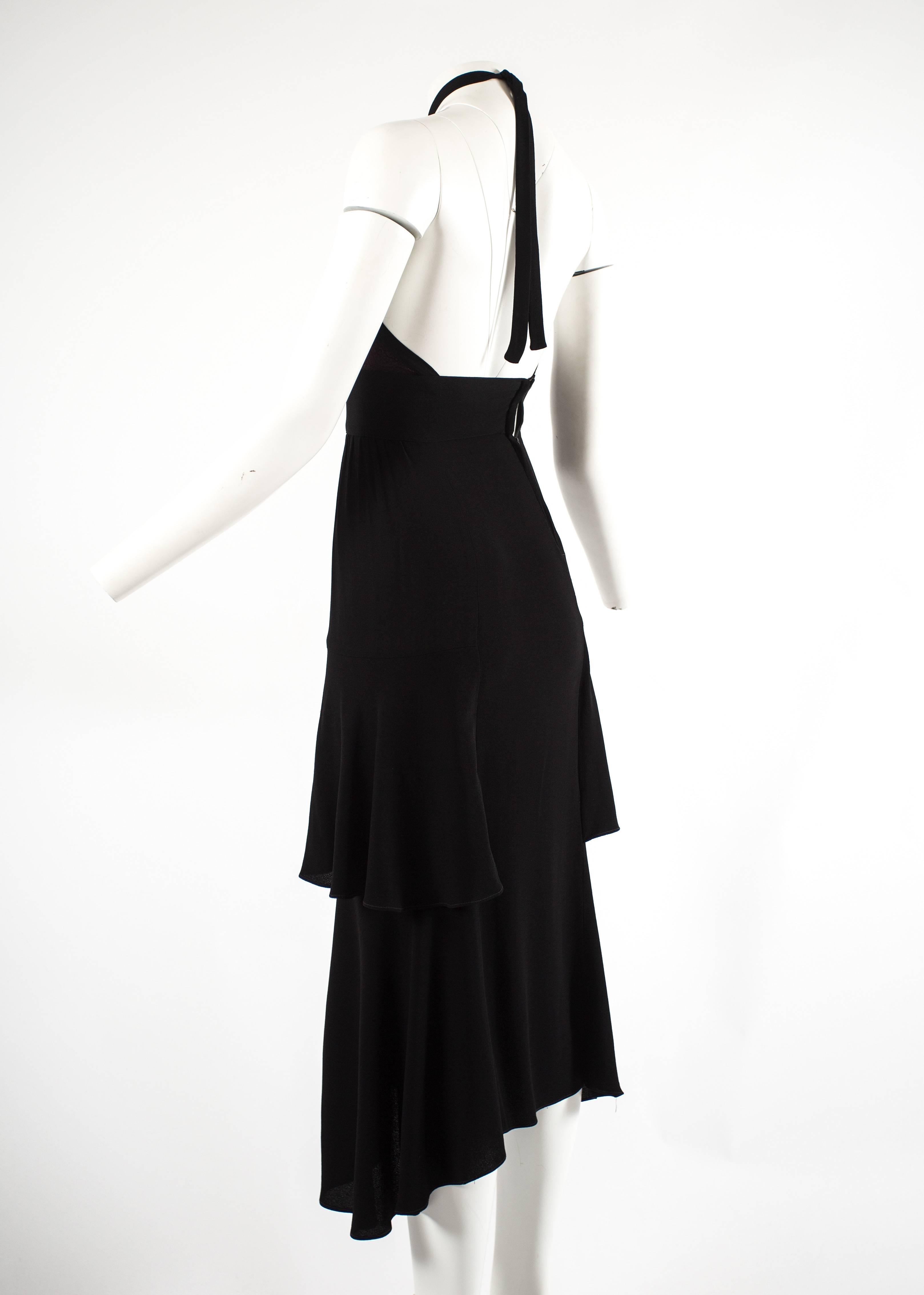 Black Ossie Clark 1972 halter neck evening dress and blouse ensemble 