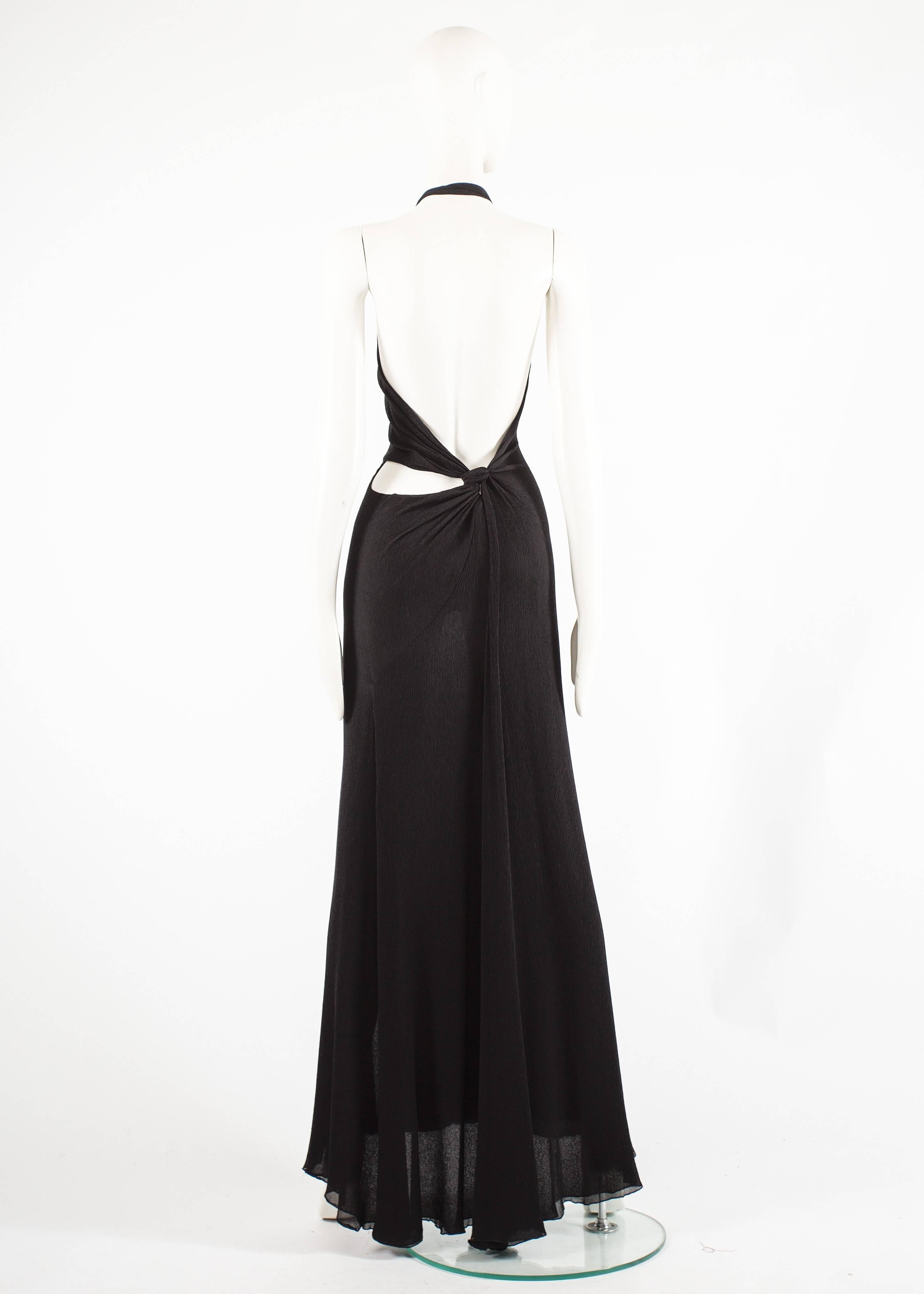 black silk halter dress