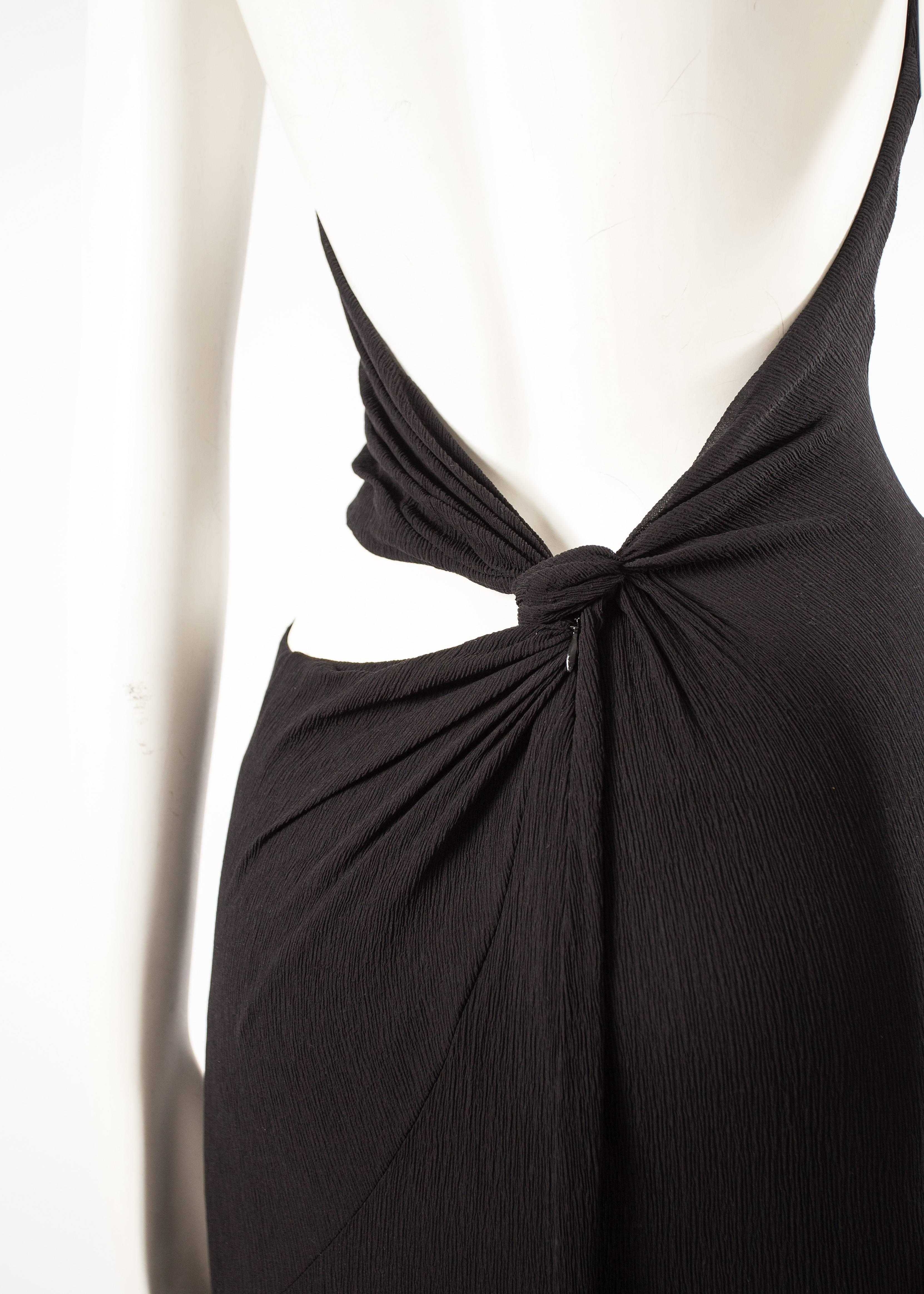black silk halter neck dress