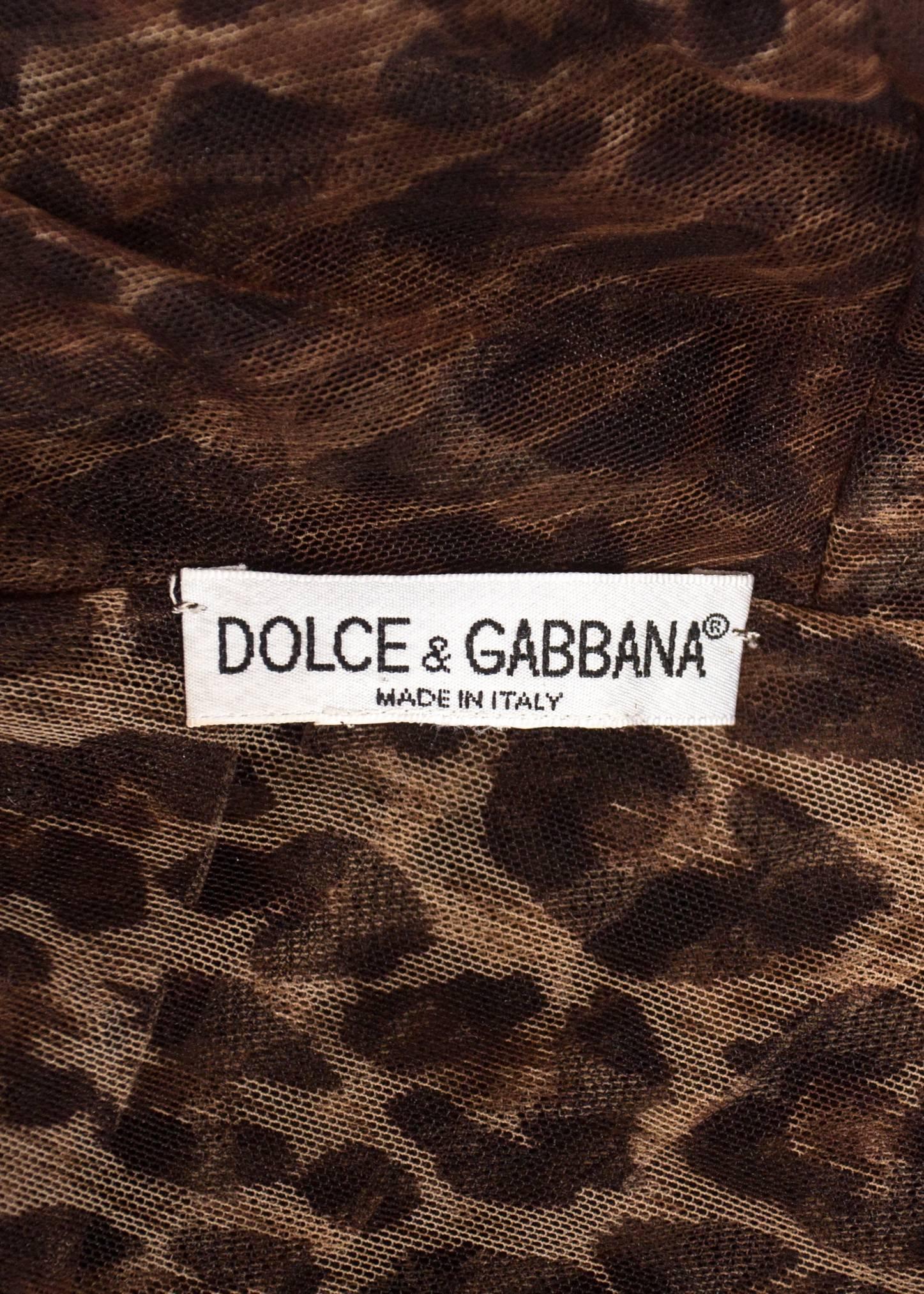 Dolce & Gabbana Spring-Summer 1997 leopard print mesh evening dress 1