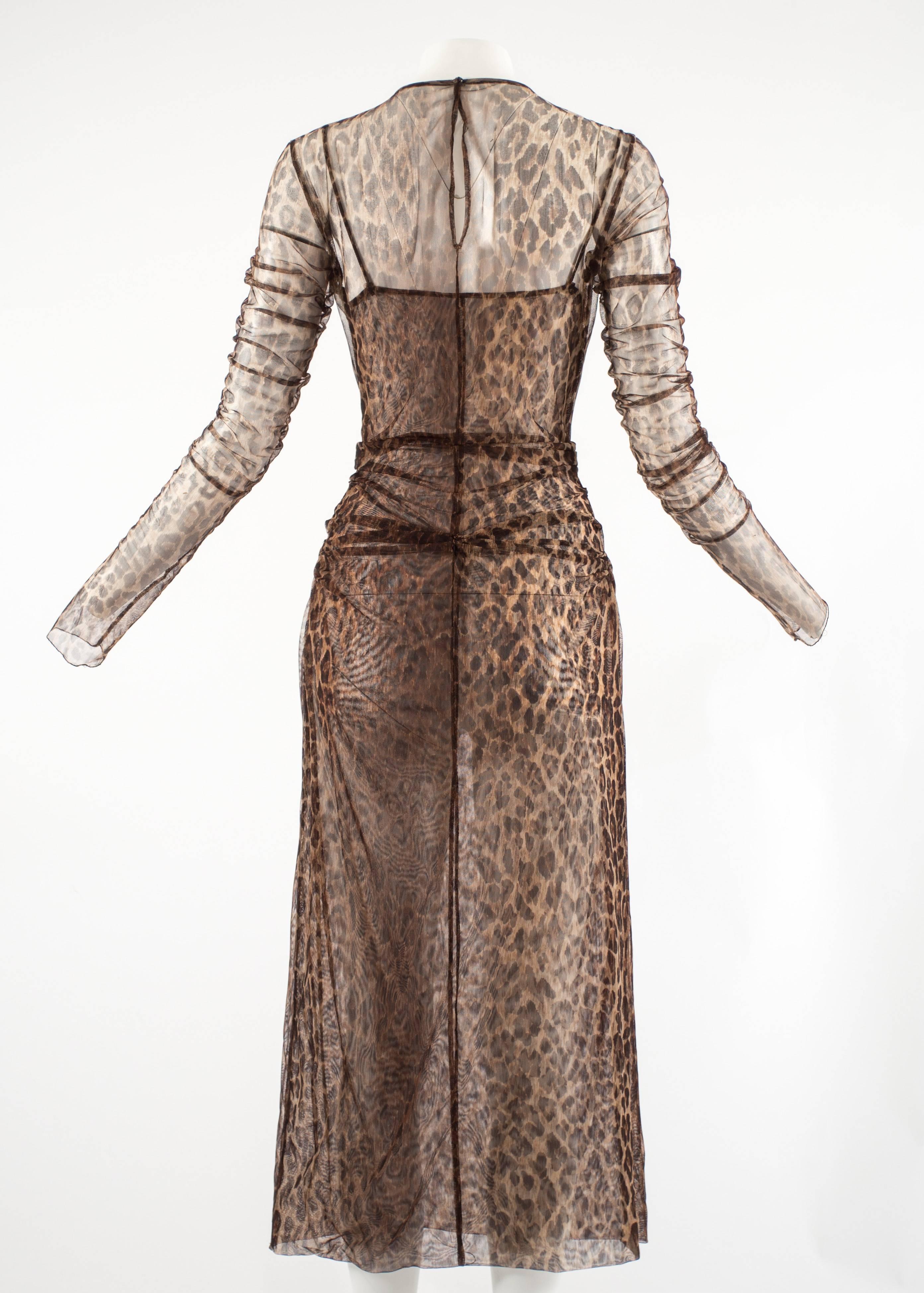 Women's Dolce & Gabbana Spring-Summer 1997 leopard print mesh evening dress