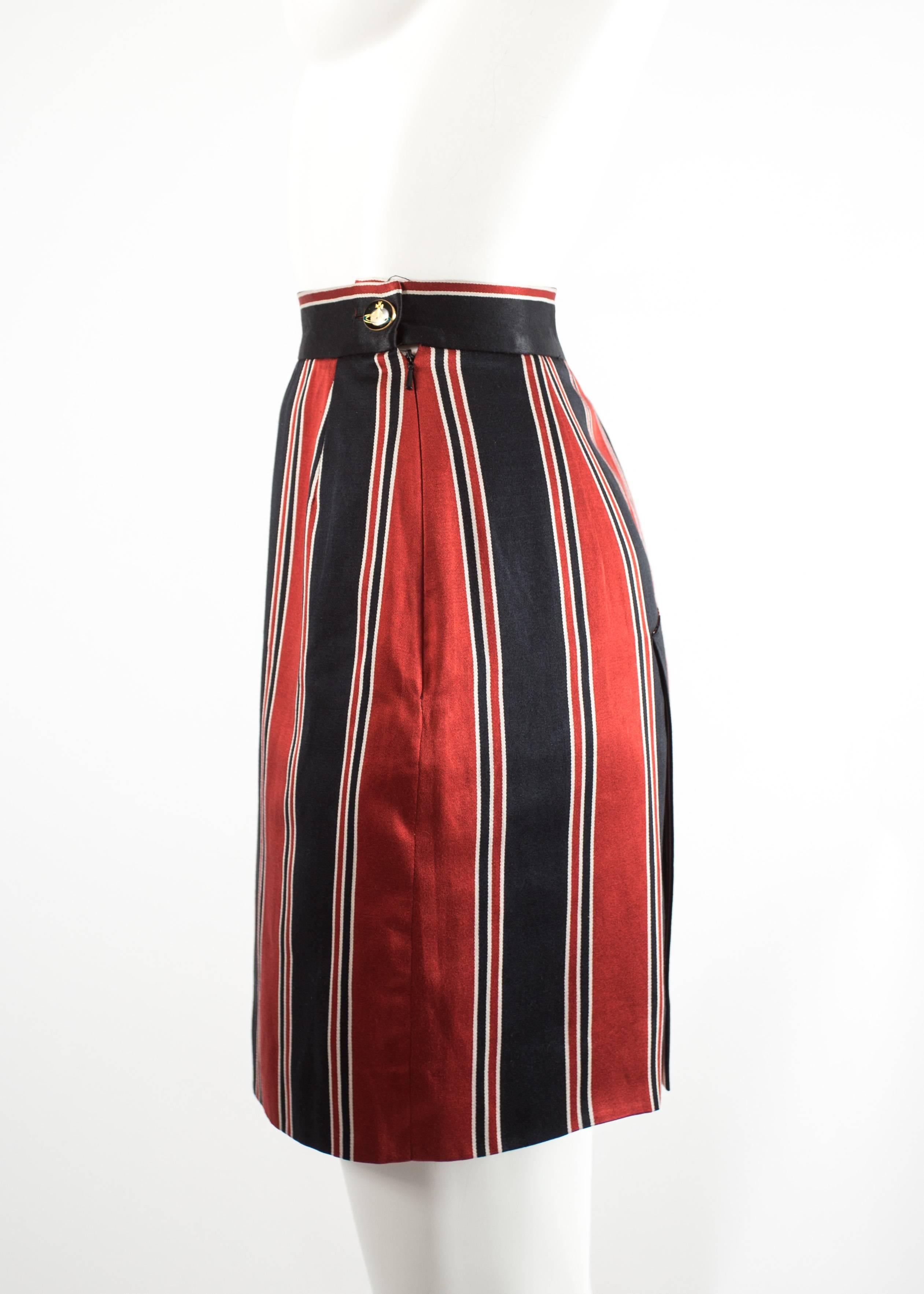Brown Vivienne Westwood Spring-Summer 1996 striped satin pencil skirt
