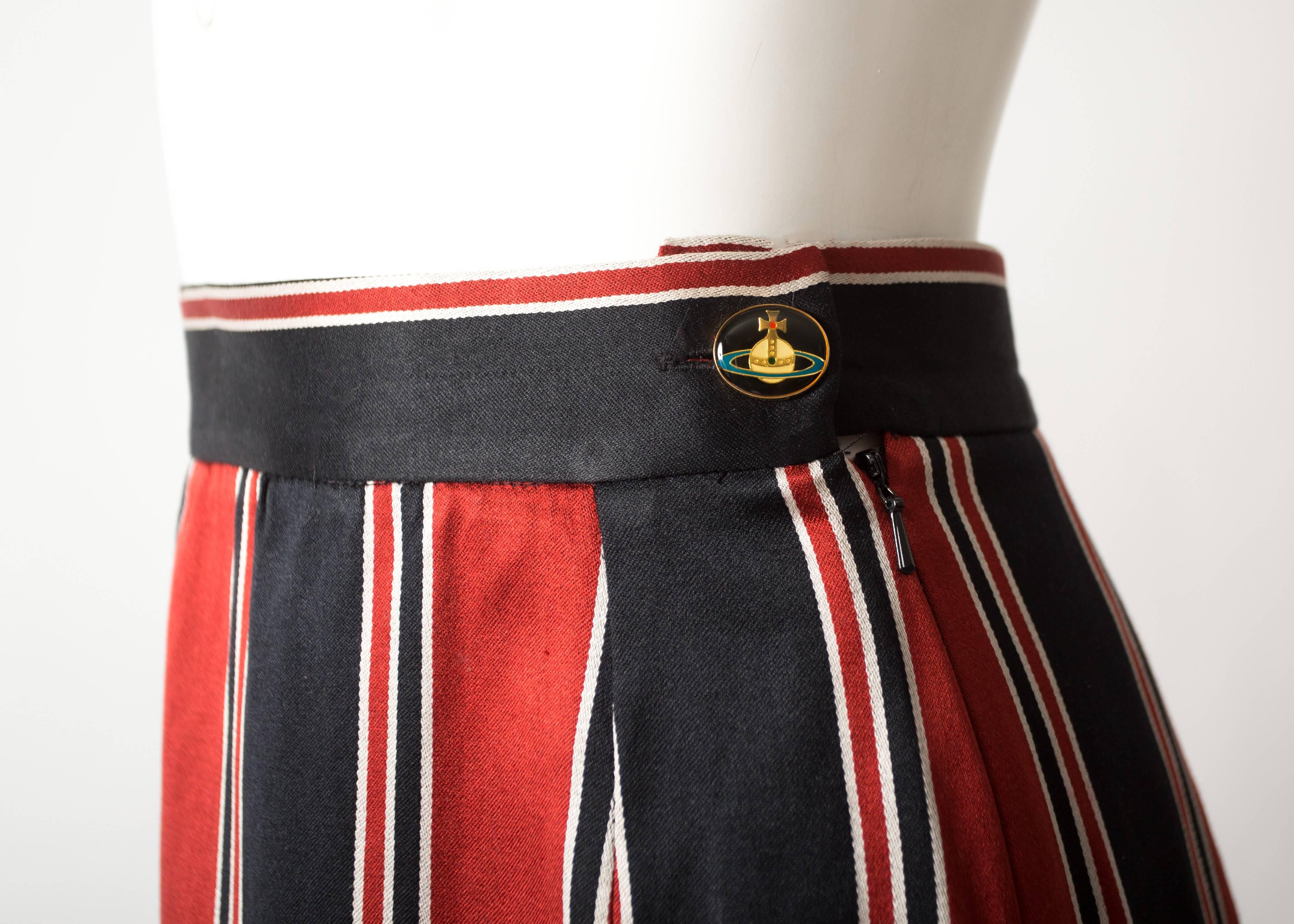 Vivienne Westwood Spring-Summer 1996 striped satin pencil skirt In Good Condition In London, GB
