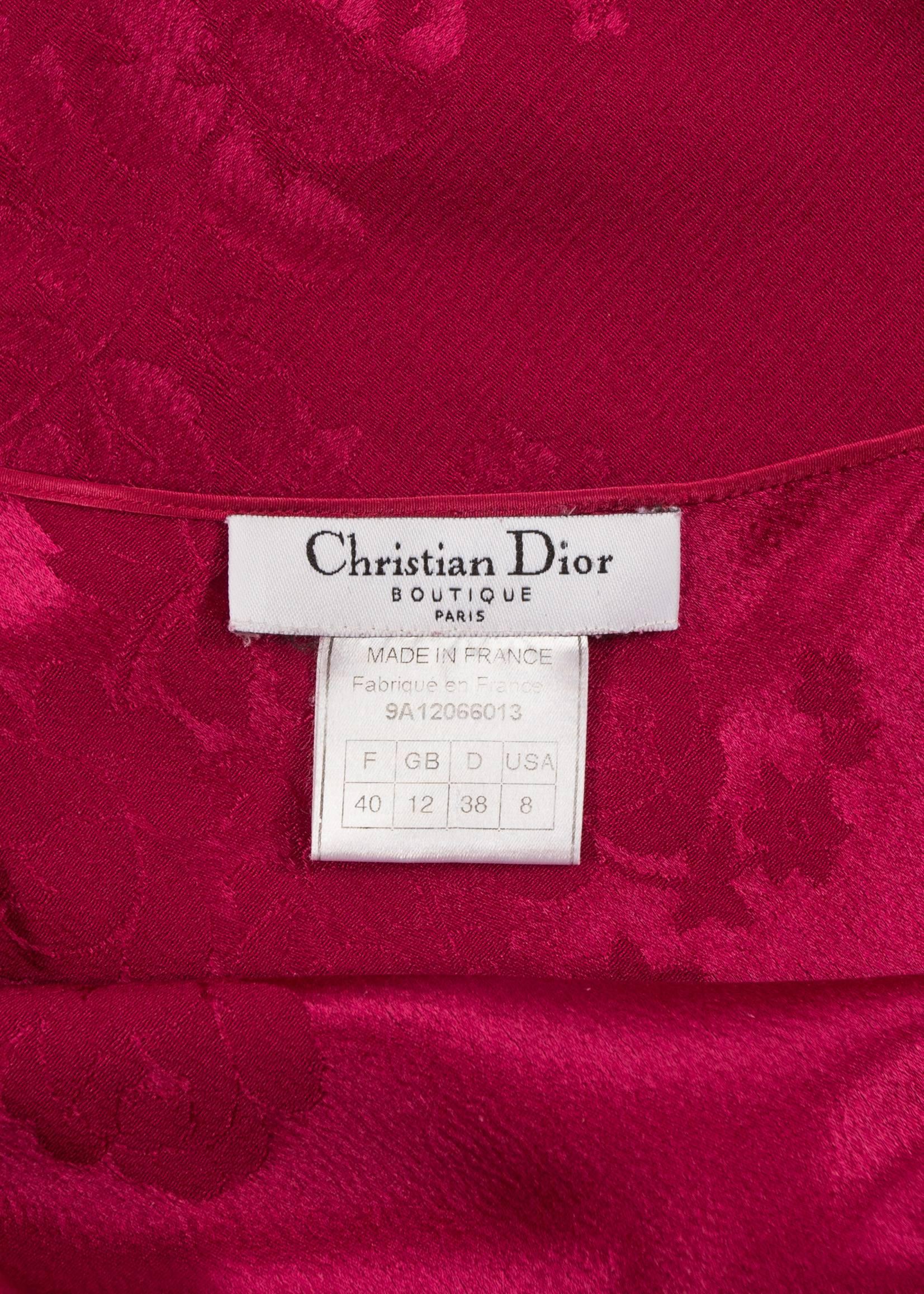 John Galliano for Christian Dior 1990s magenta pink bias cut evening dress 1