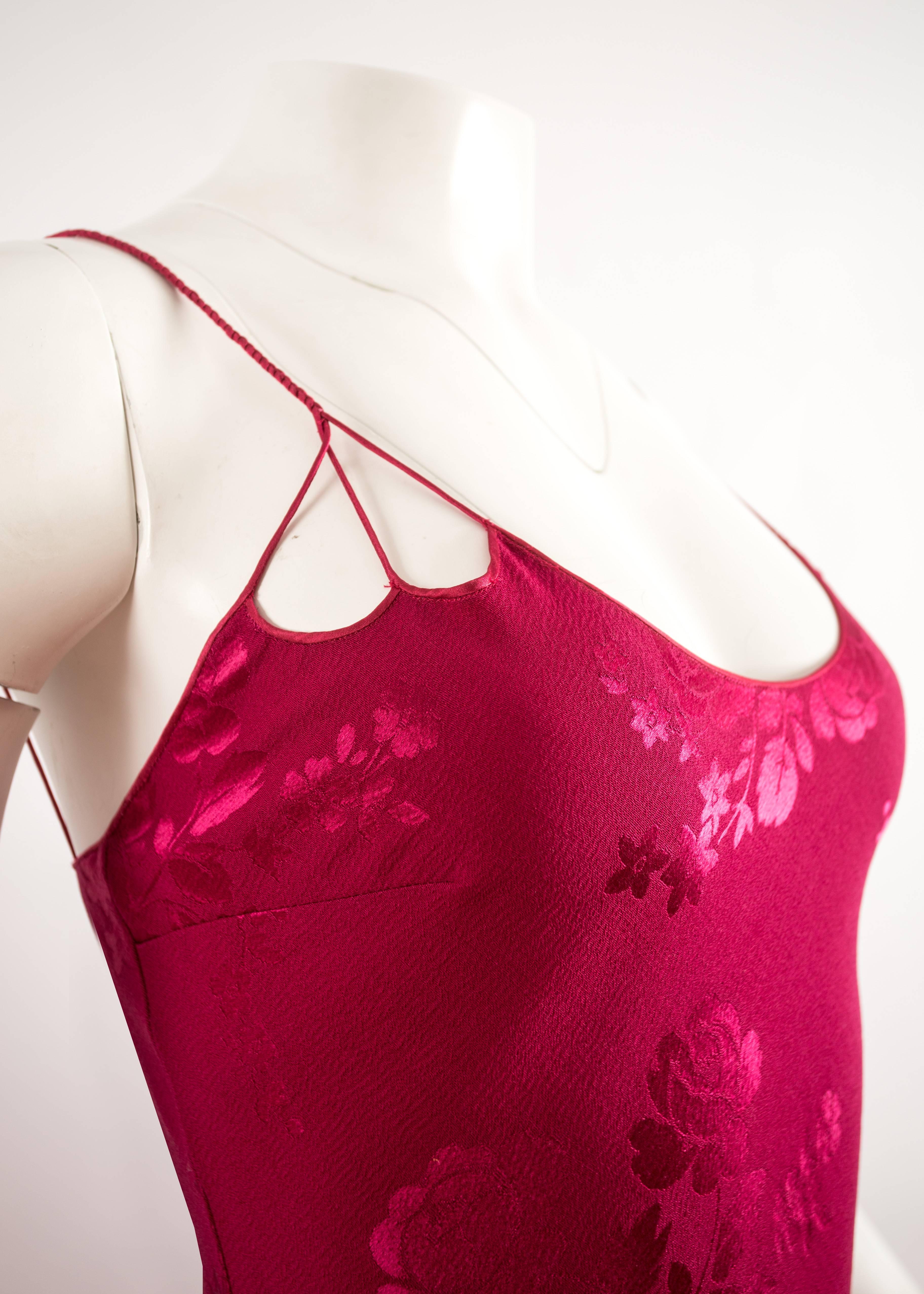 Pink John Galliano for Christian Dior 1990s magenta pink bias cut evening dress