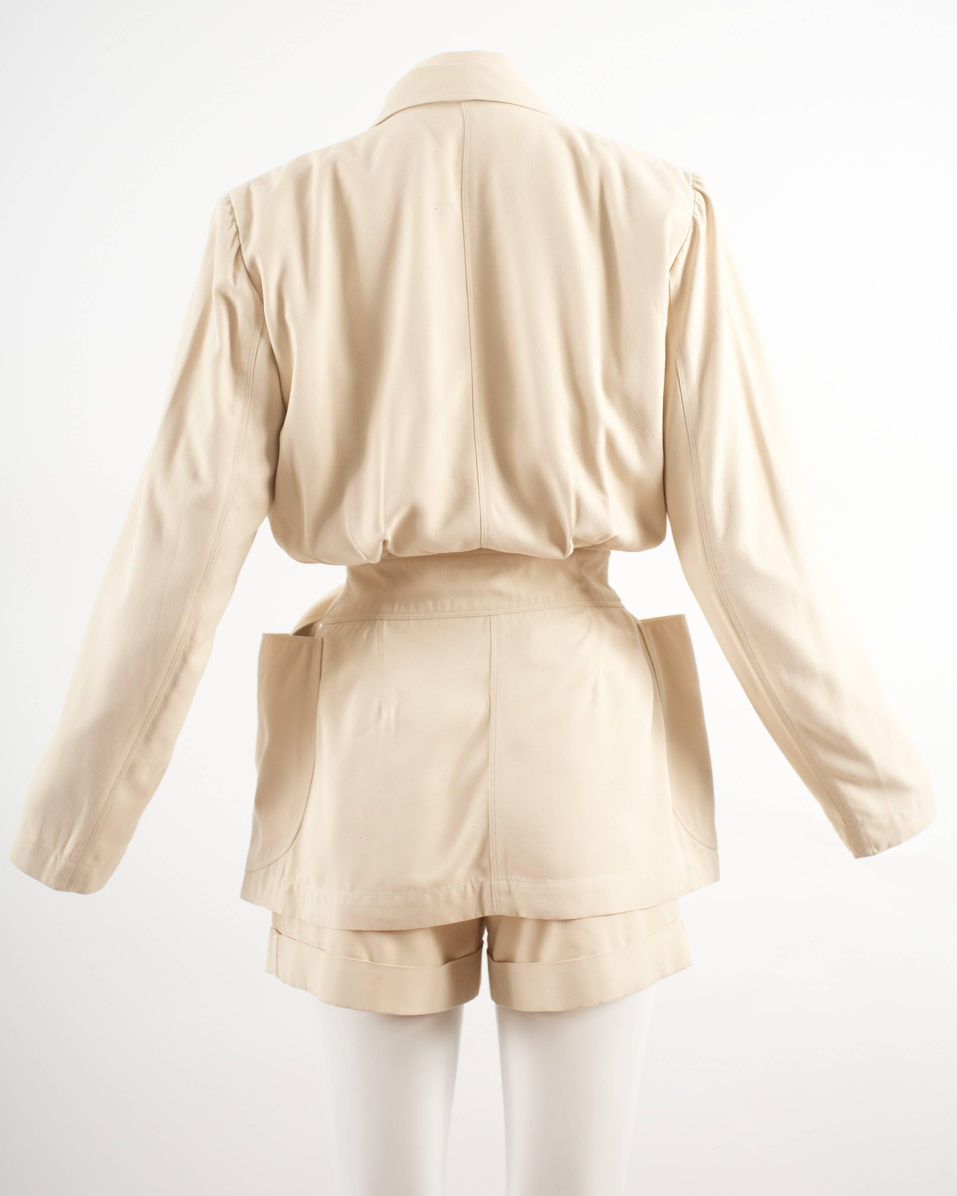 Women's Alaia Spring-Summer 1988 cream cotton playsuit and jacket  For Sale