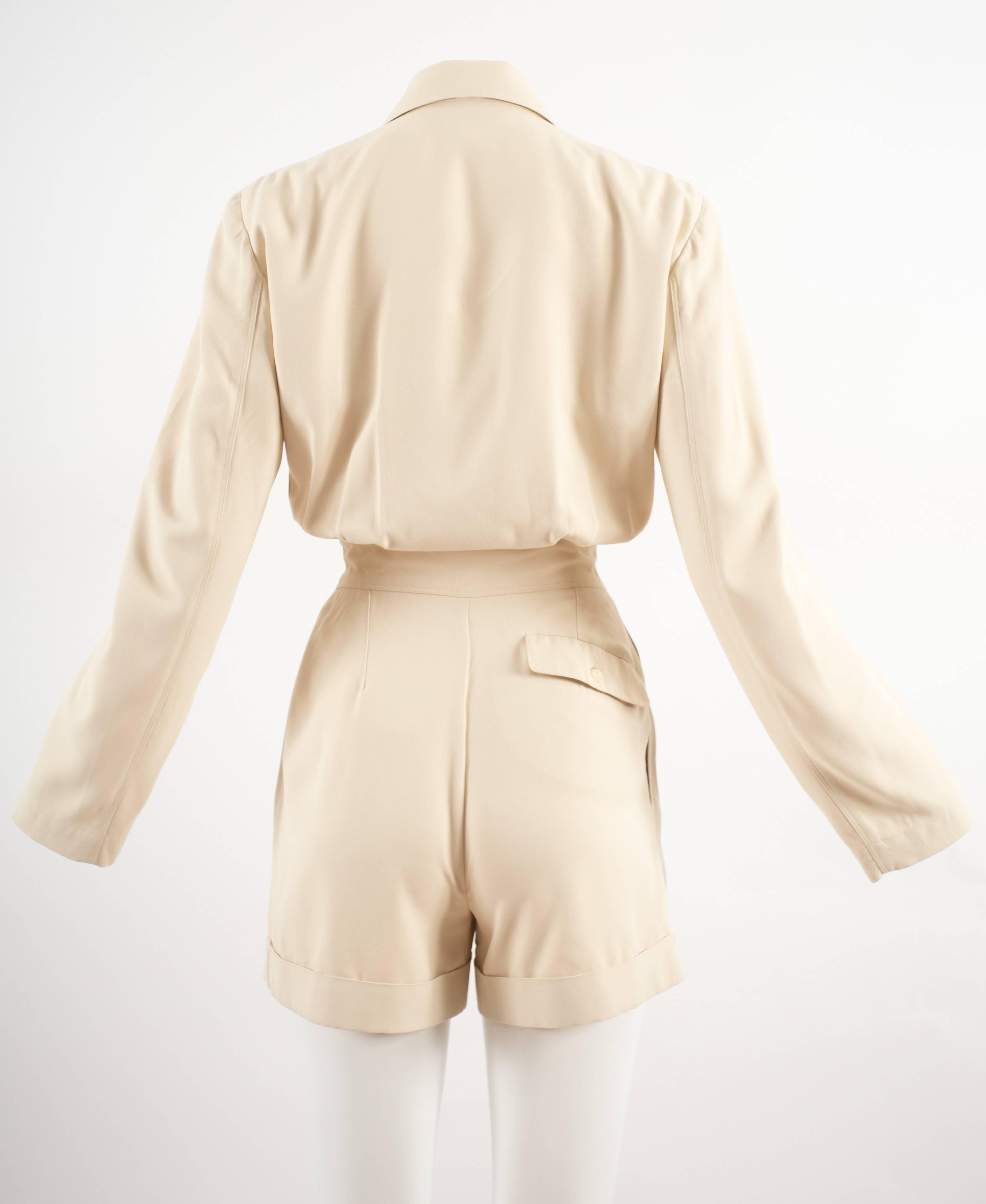 Alaia Spring-Summer 1988 cream cotton playsuit and jacket  For Sale 1