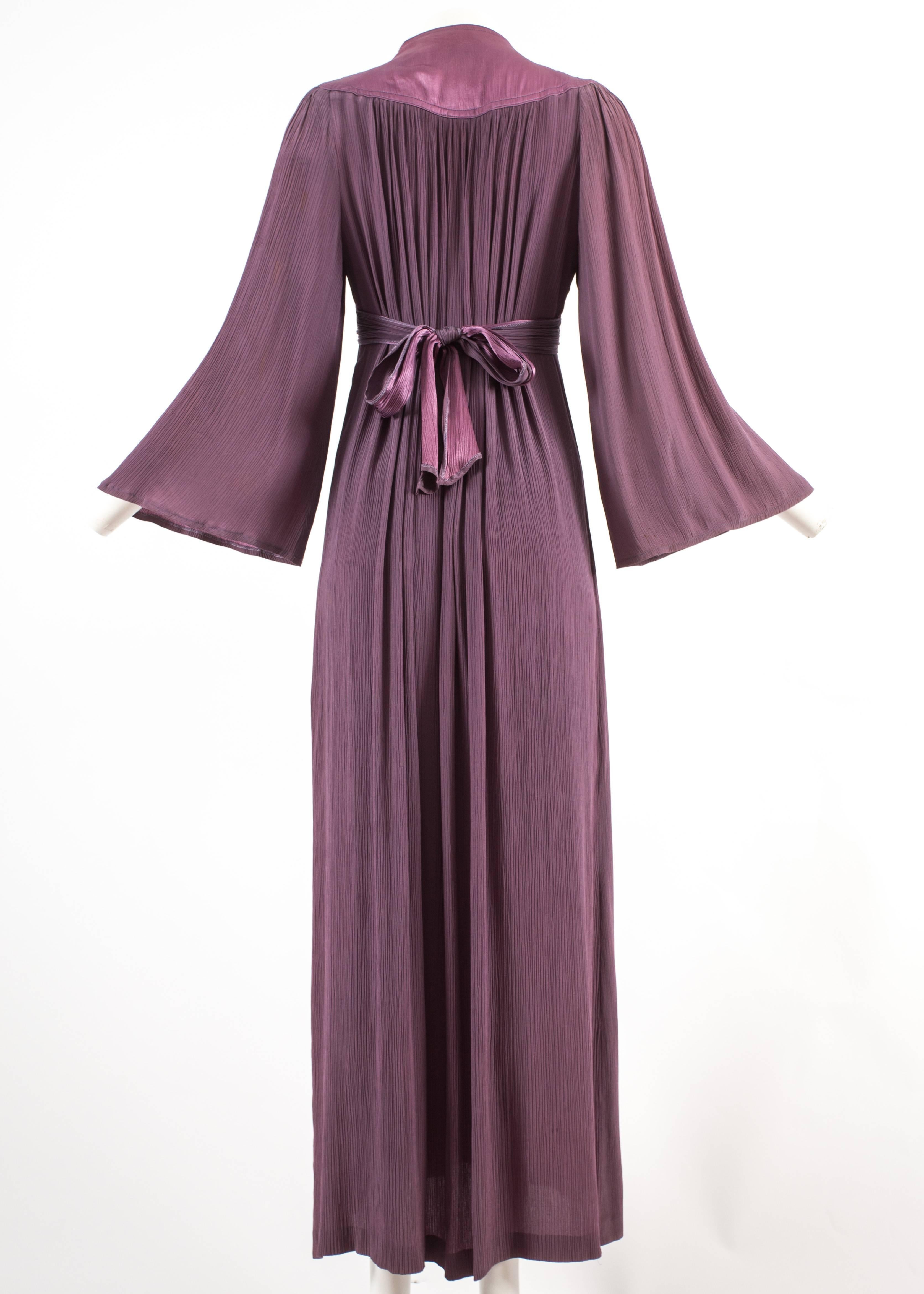 Ossie Clark 1970 pleated purple evening dress 1