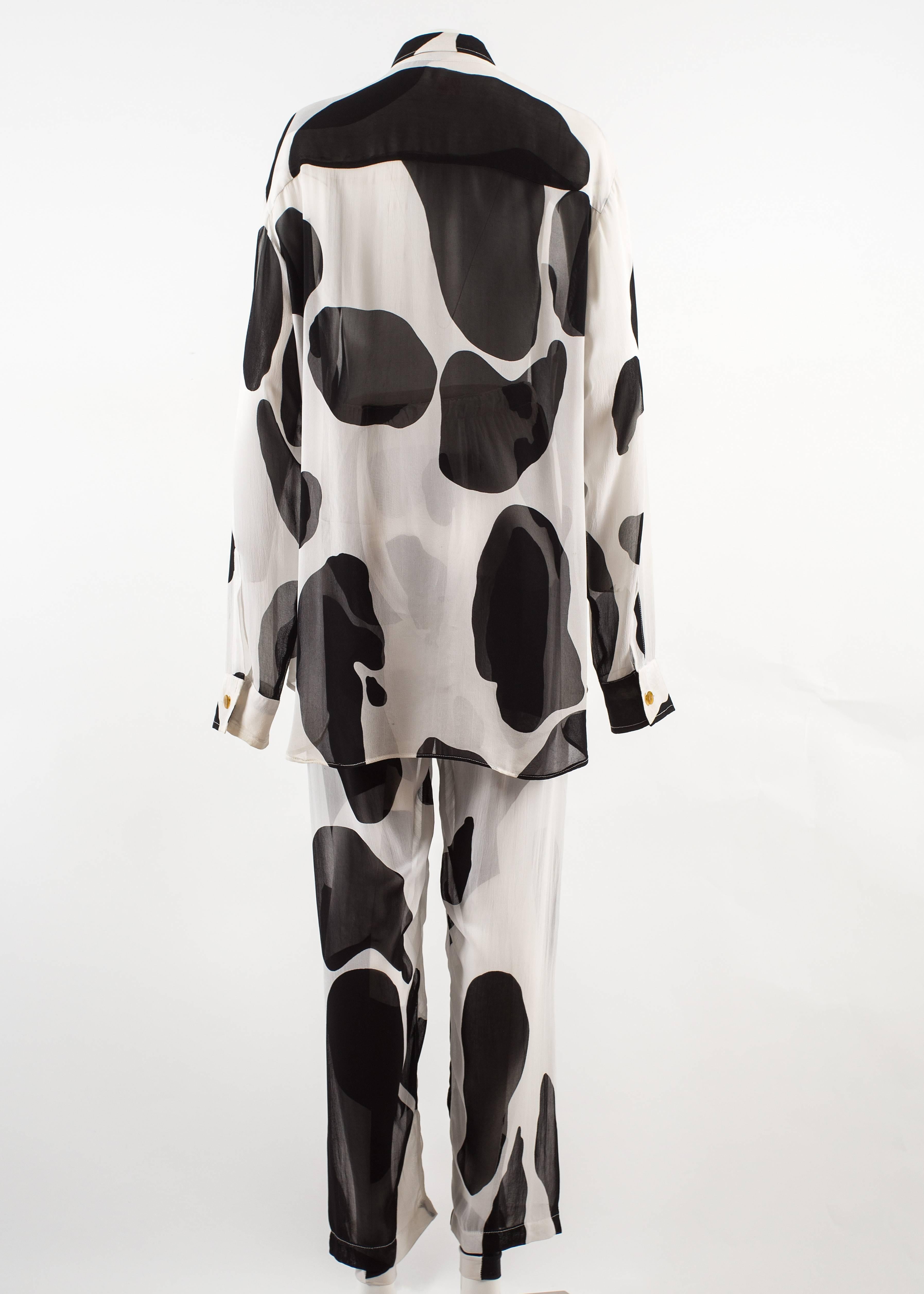 Women's or Men's Vivienne Westwood Spring-Summer 1990 'Pagan V' cow print chiffon pant suit 