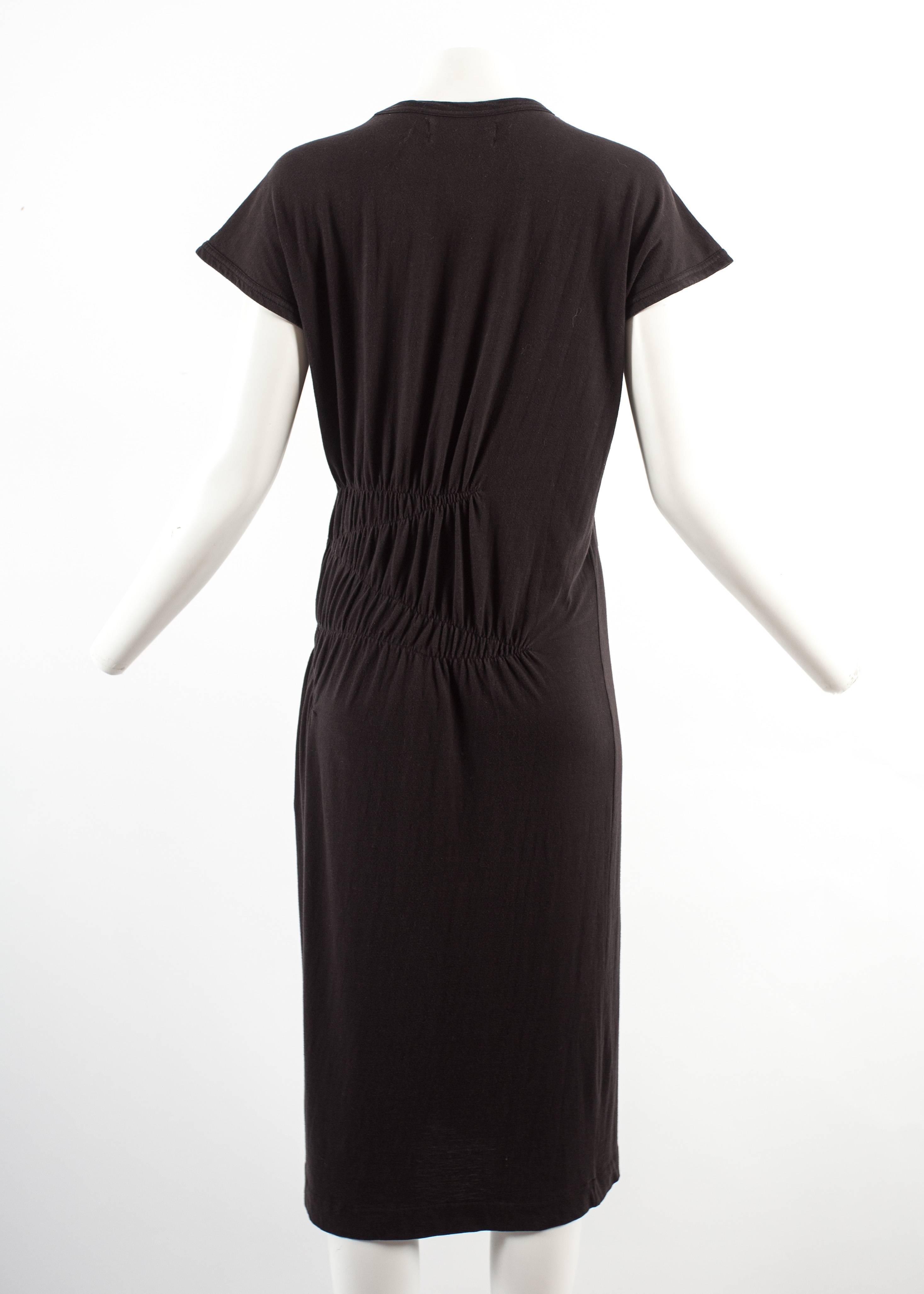 Black Comme des Garcons 1983-84 black cotton smocked dress