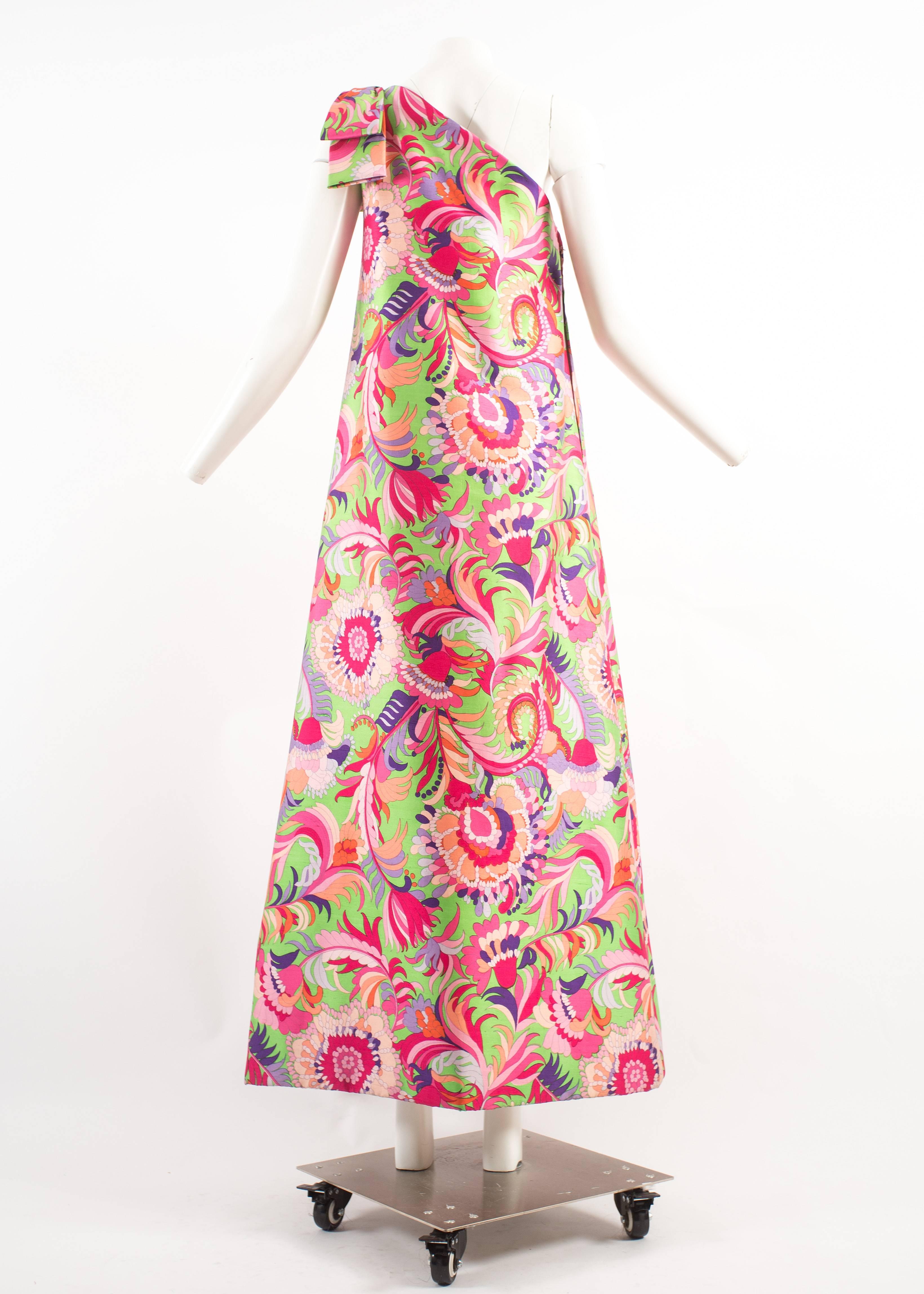 Brown Christian Dior 1960s asymmetric silk evening a-line dress 