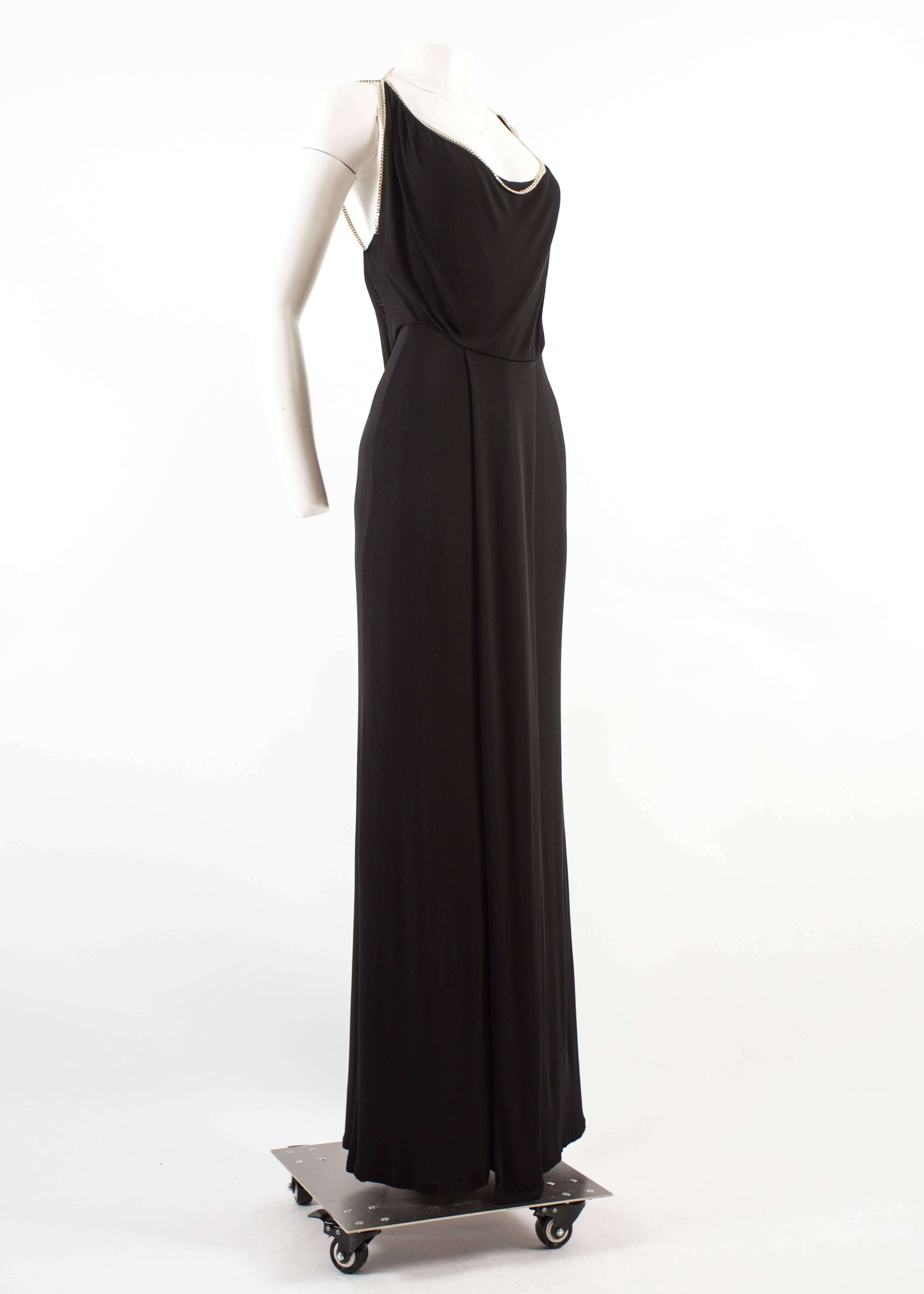 Women's Gucci Autumn-Winter 2006 backless black evening dress with metal chains