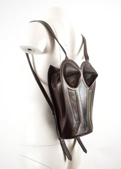 Jean Paul Gaultier 1998 sac à dos bustier en cuir marron