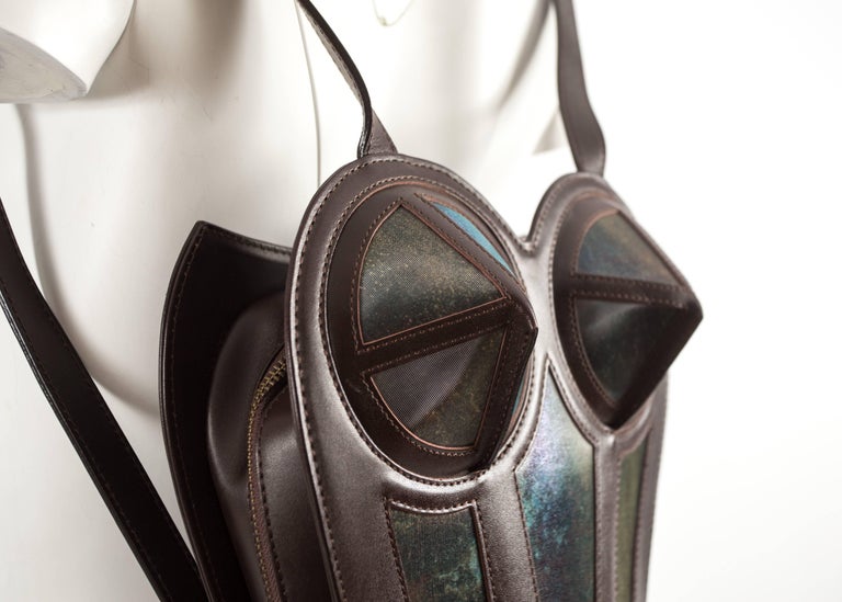 Jean Paul Gaultier 1998 Vintage Leather Backpack Jean Paul Gaultier 1998 brown leather bustier backpack at  main image 3
