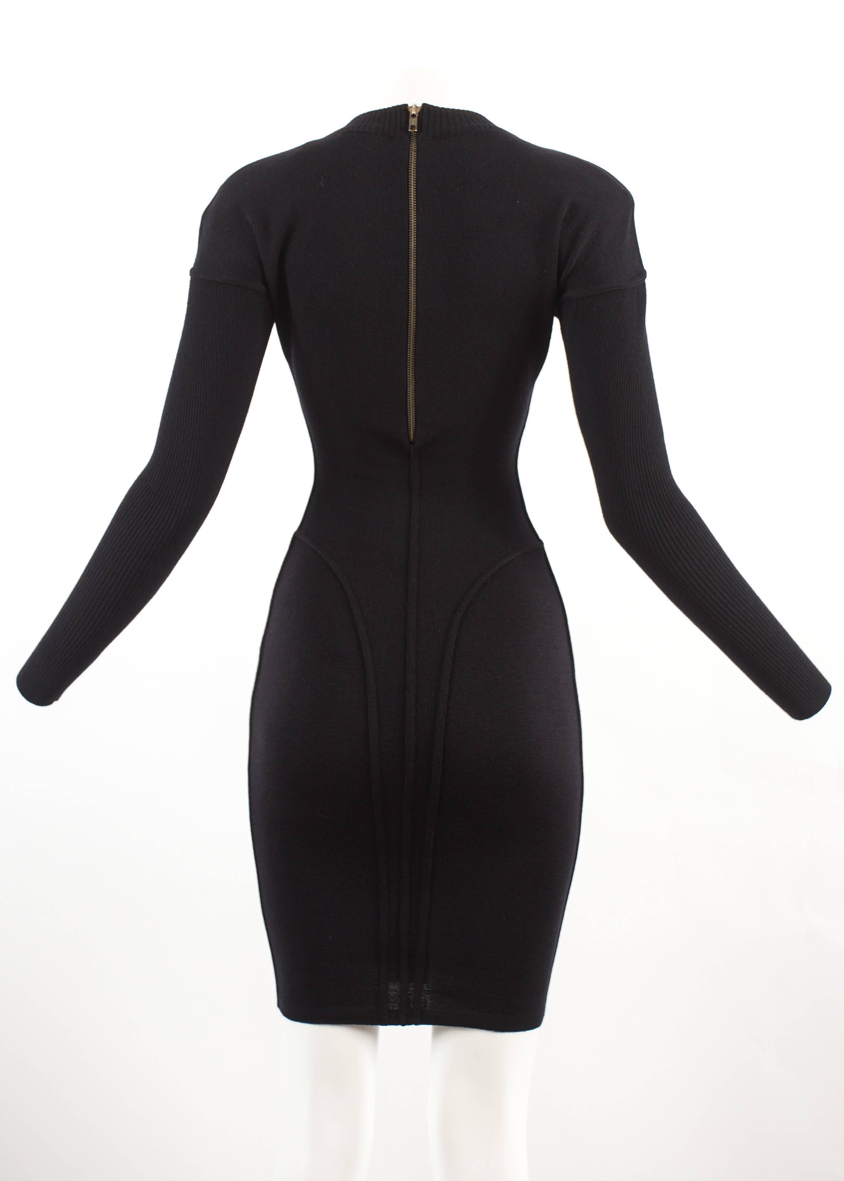 Alaia Autumn-Winter 1986 black knitted body con dress In Good Condition In London, GB