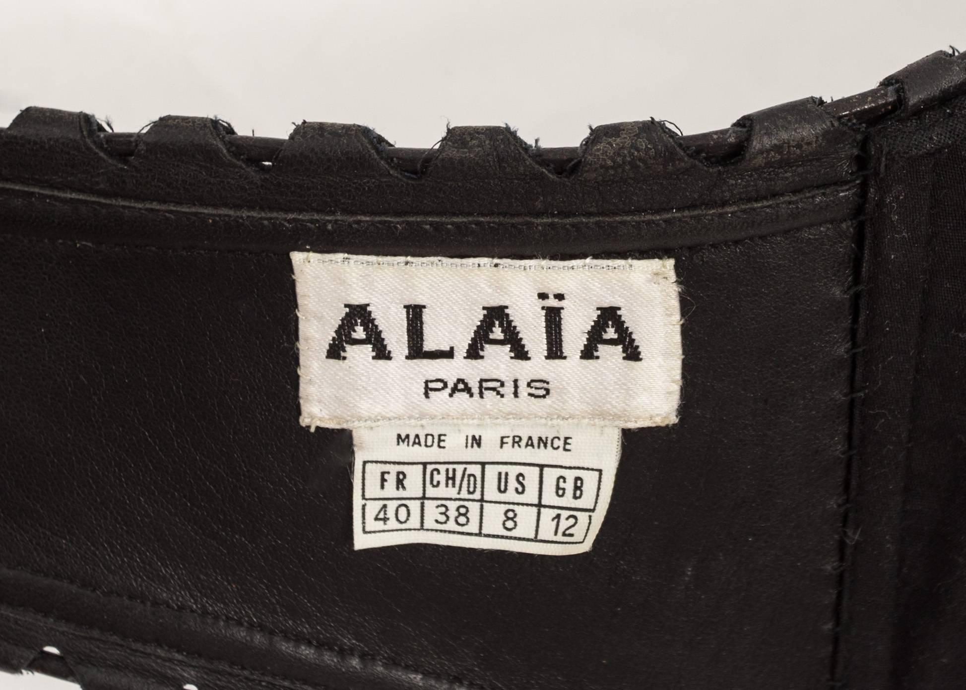 Women's Alaia Spring-Summer 1992 black leather lace up bra