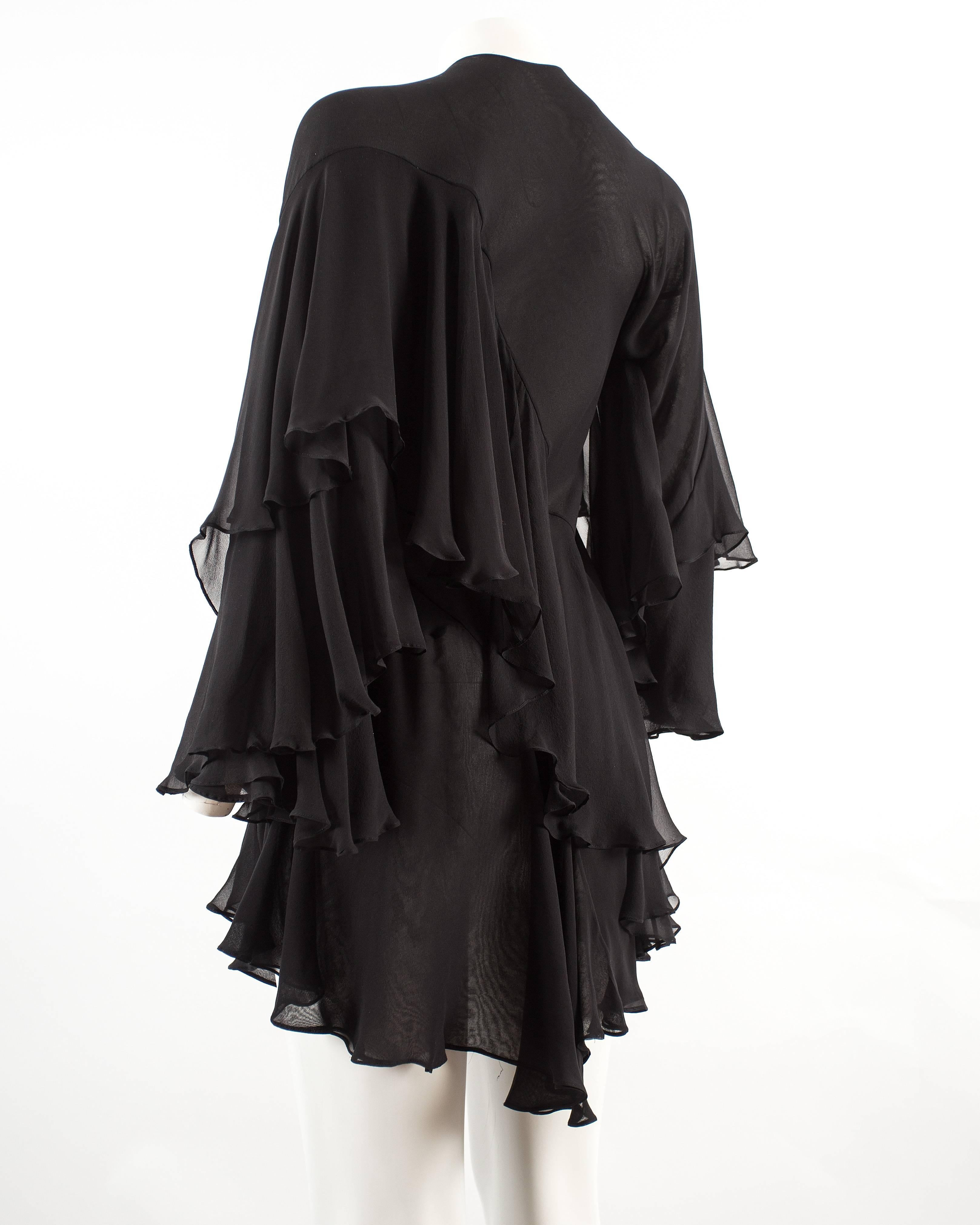 Tom Ford for Gucci Autumn-Winter 1999 black silk georgette bias cut mini dress 1