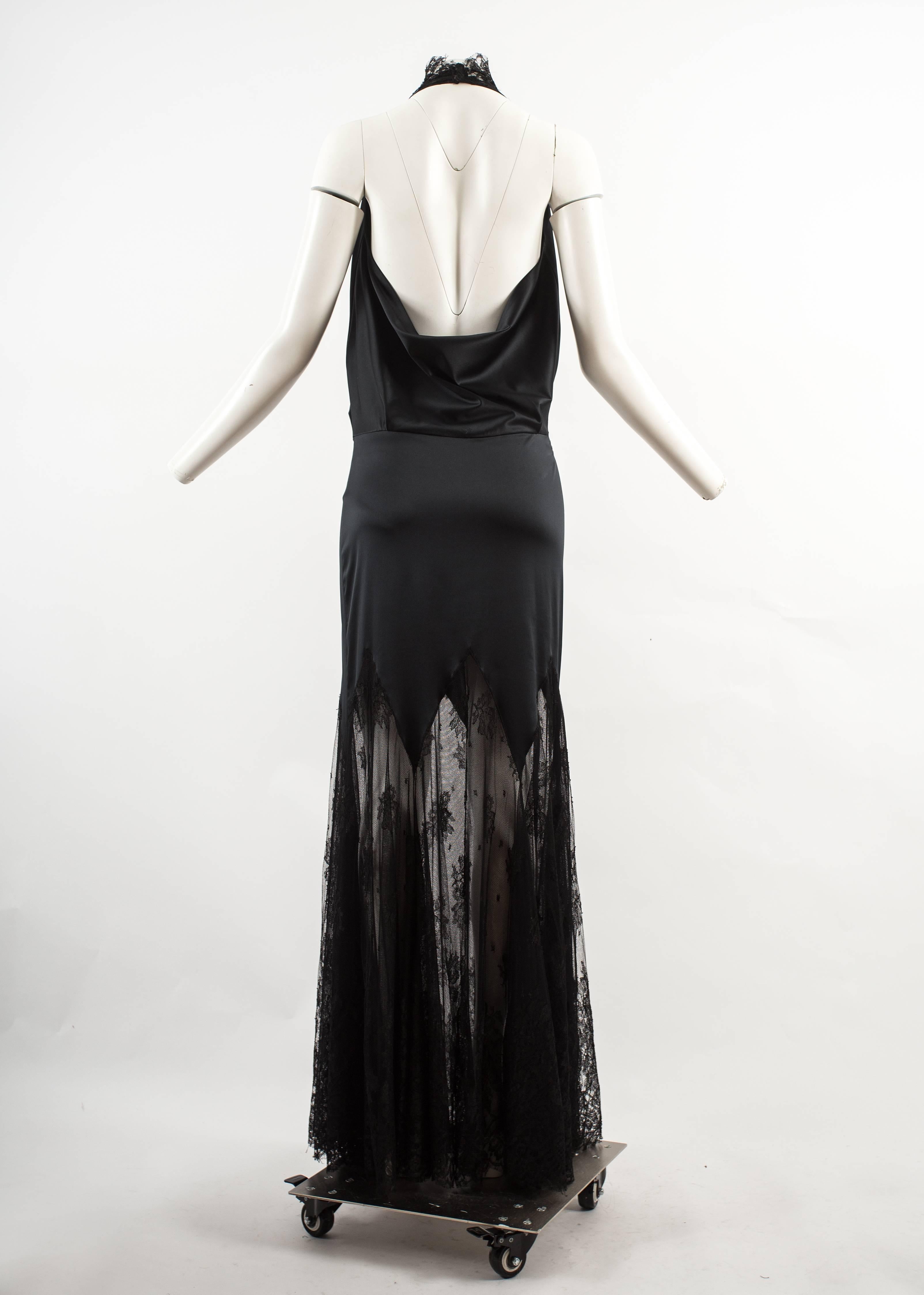 Black Alexander McQueen Autumn-Winter 2001 black silk and lace evening dress  For Sale