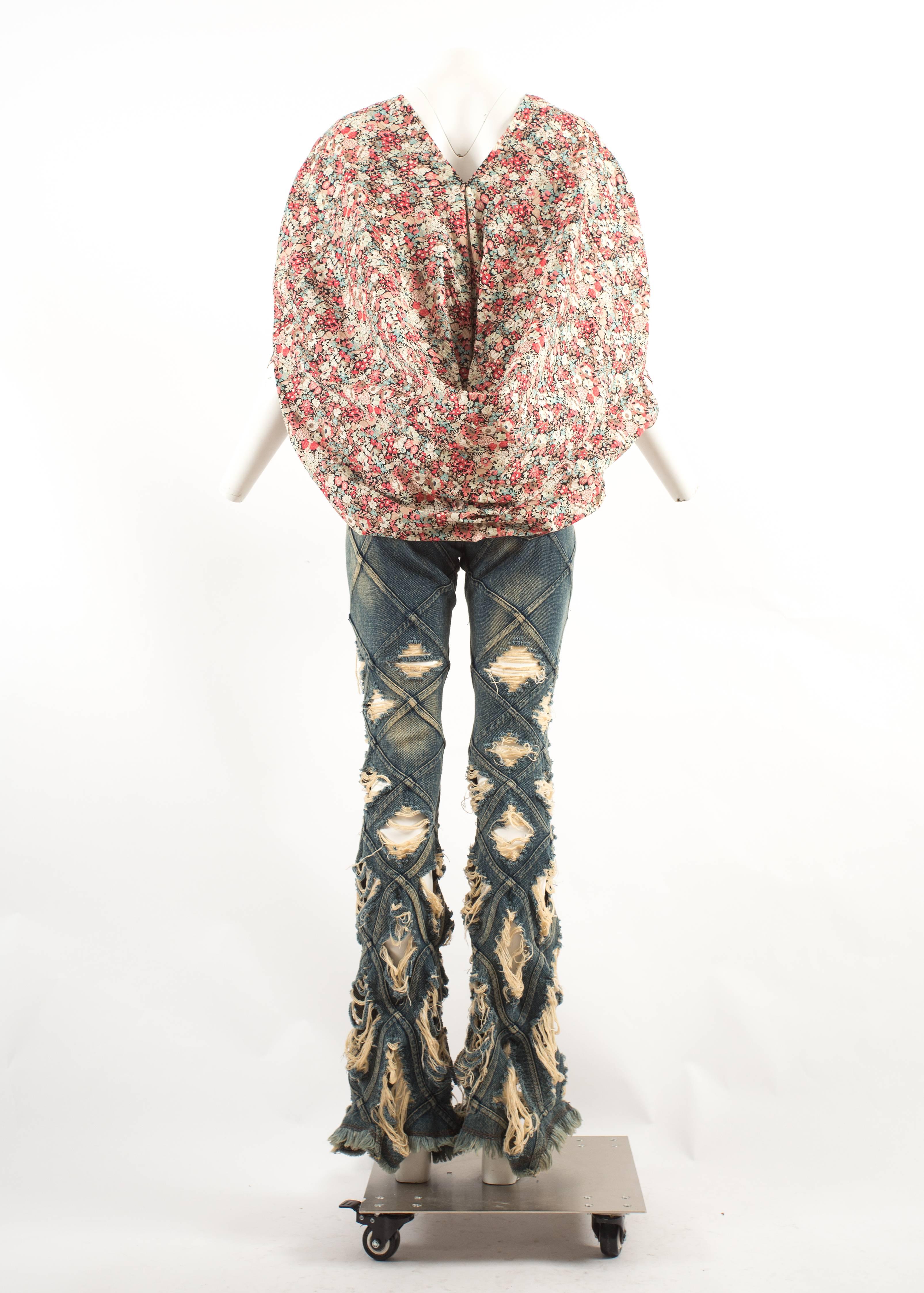Junya Watanabe denim jeans and cotton blouse ensemble, Spring-Summer 2002  1