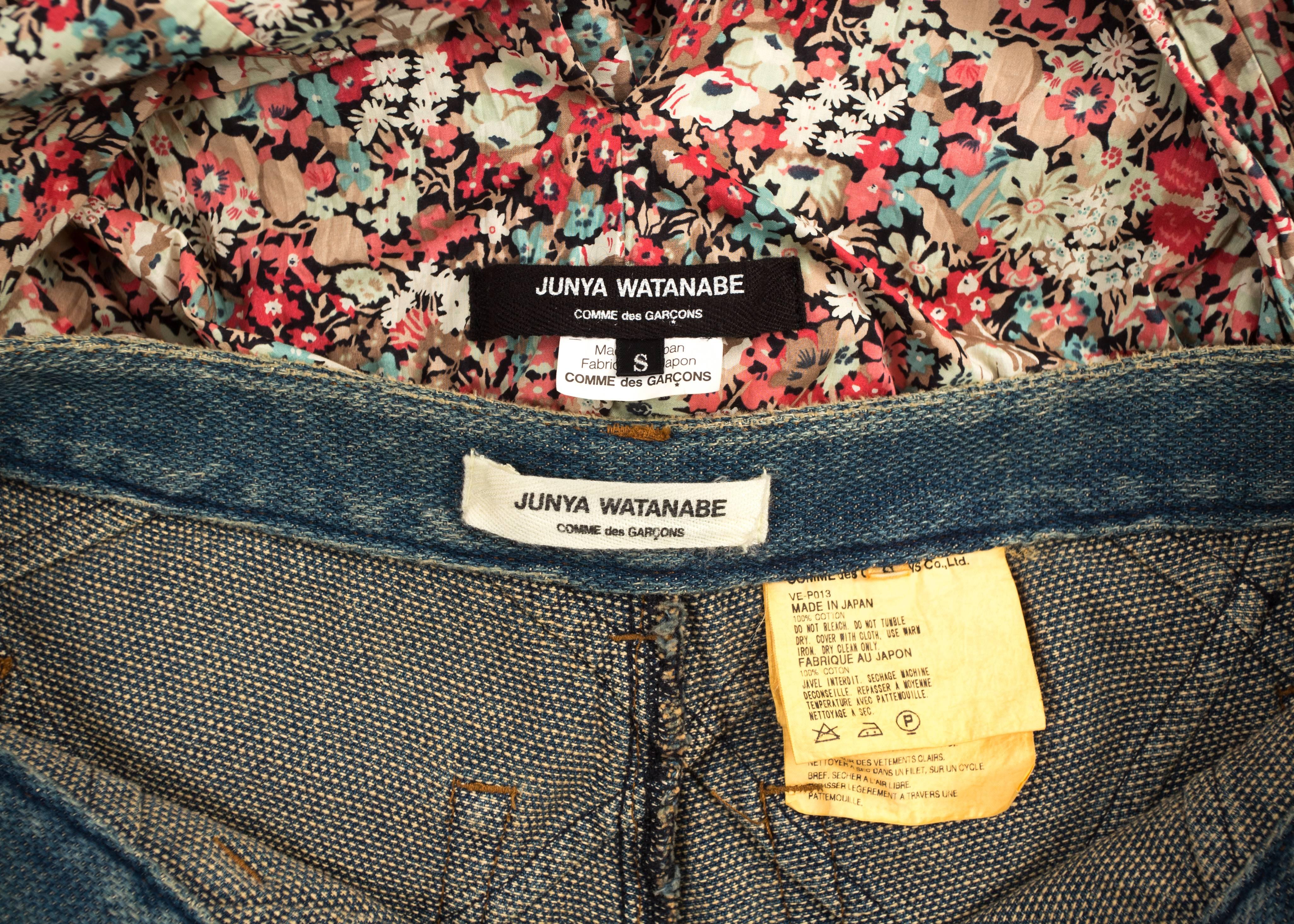 Junya Watanabe denim jeans and cotton blouse ensemble, Spring-Summer 2002  2