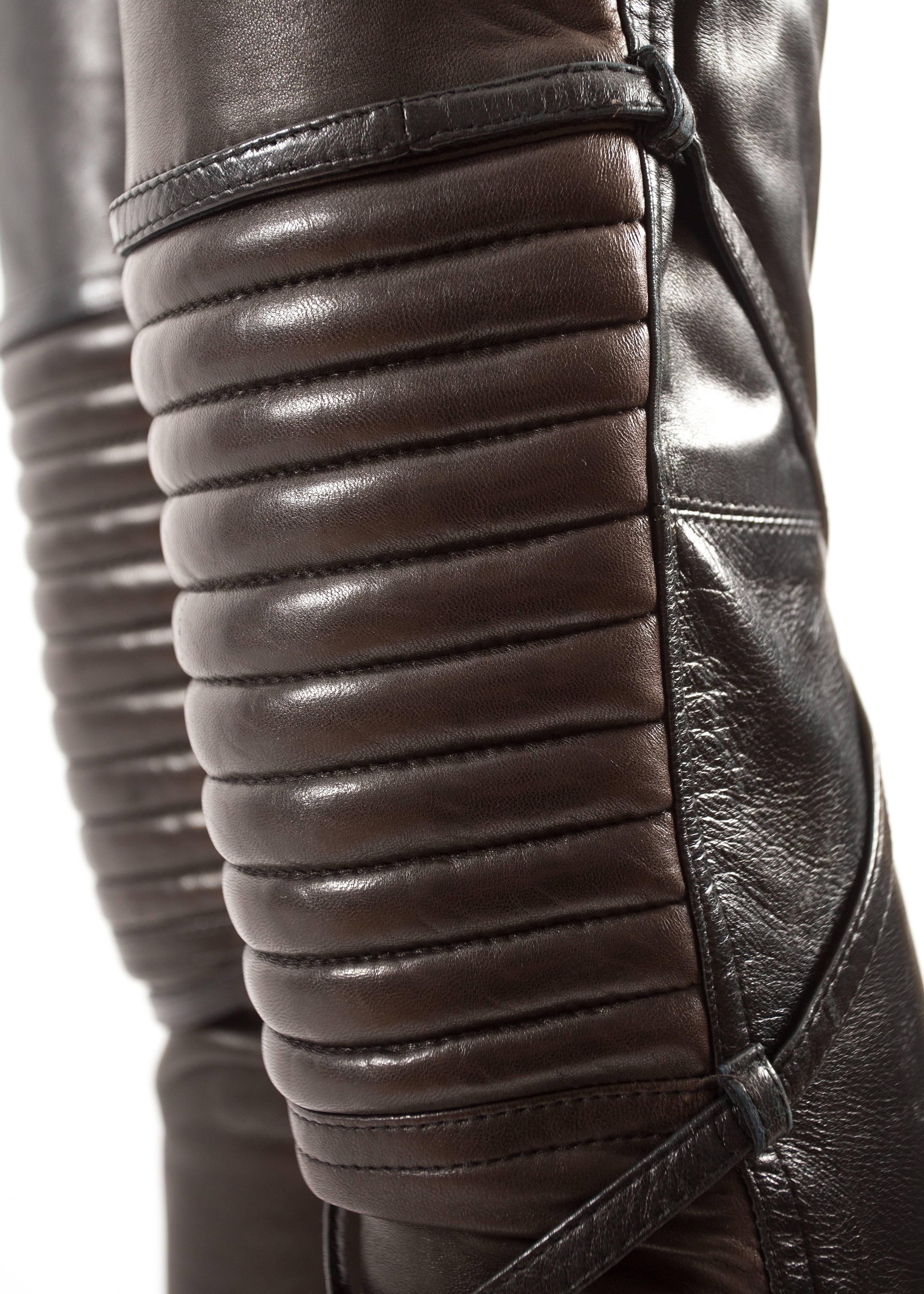 Jean Paul Gaultier Autumn-Winter 1990 black and brown leather biker pants In Good Condition For Sale In London, GB