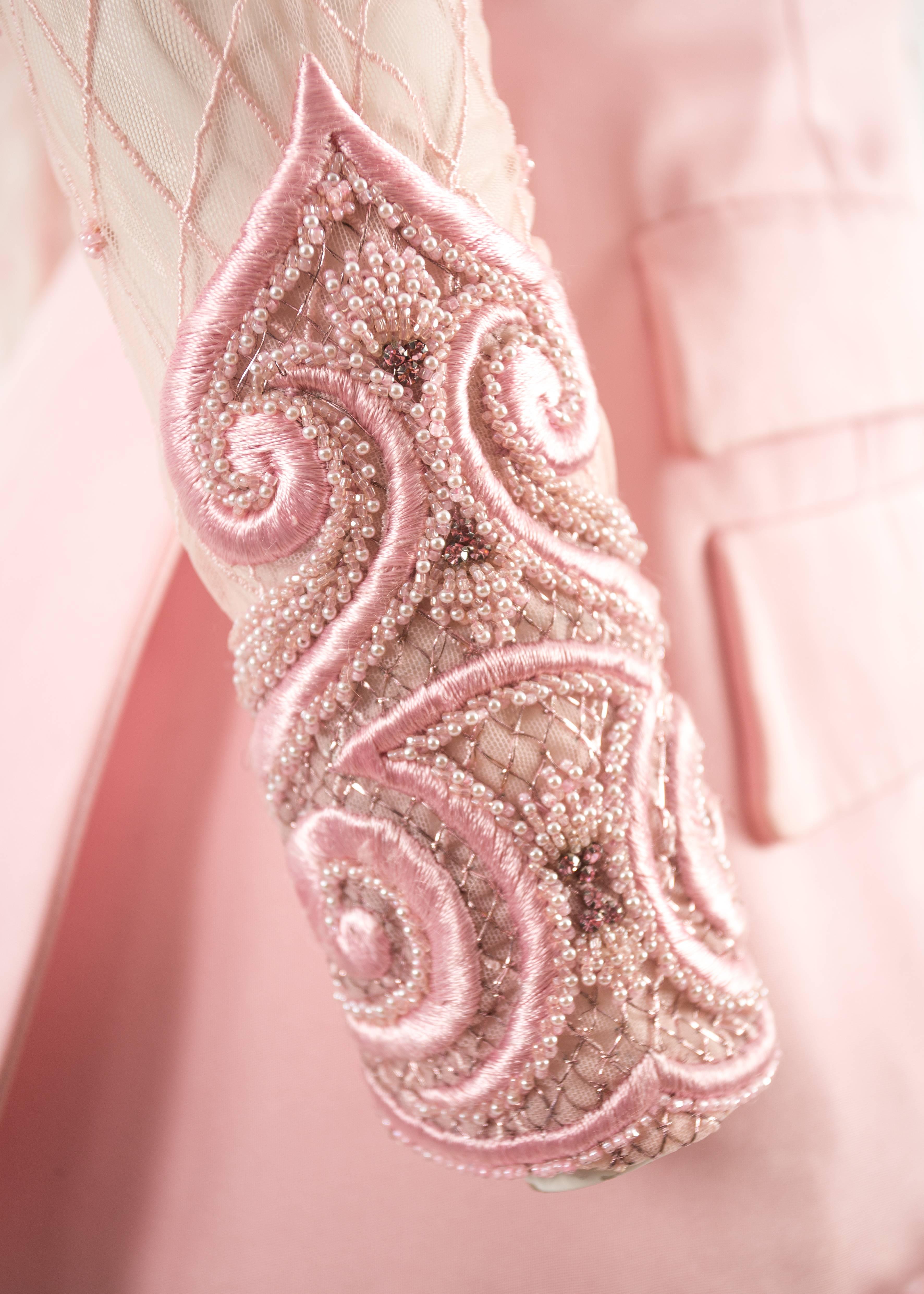 Atelier Versace Autumn-Winter 1993 baby pink embellished 3 piece skirt suit 1