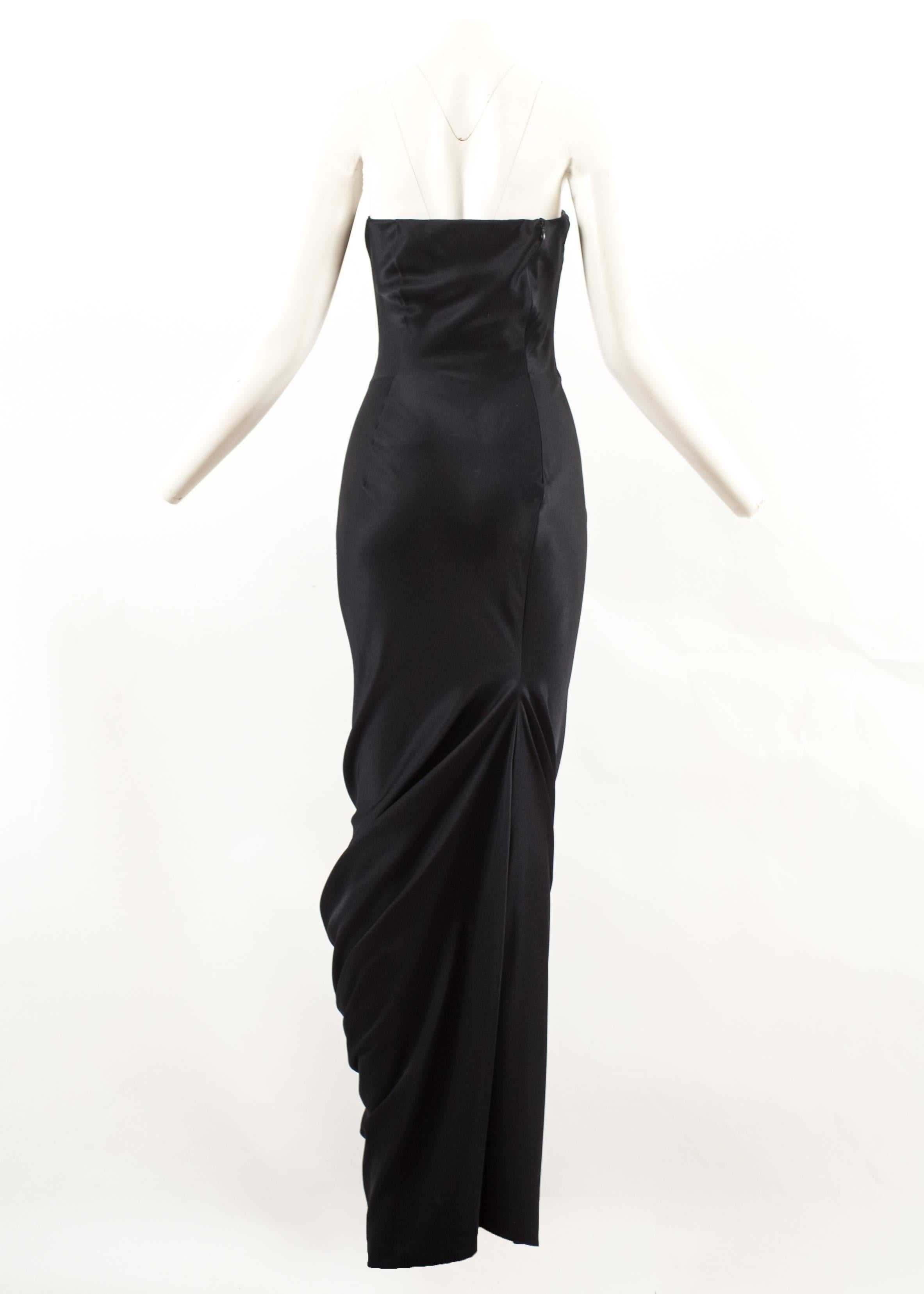 Women's John Galliano midnight blue silk strapless evening dress, Autumn-Winter 1995 