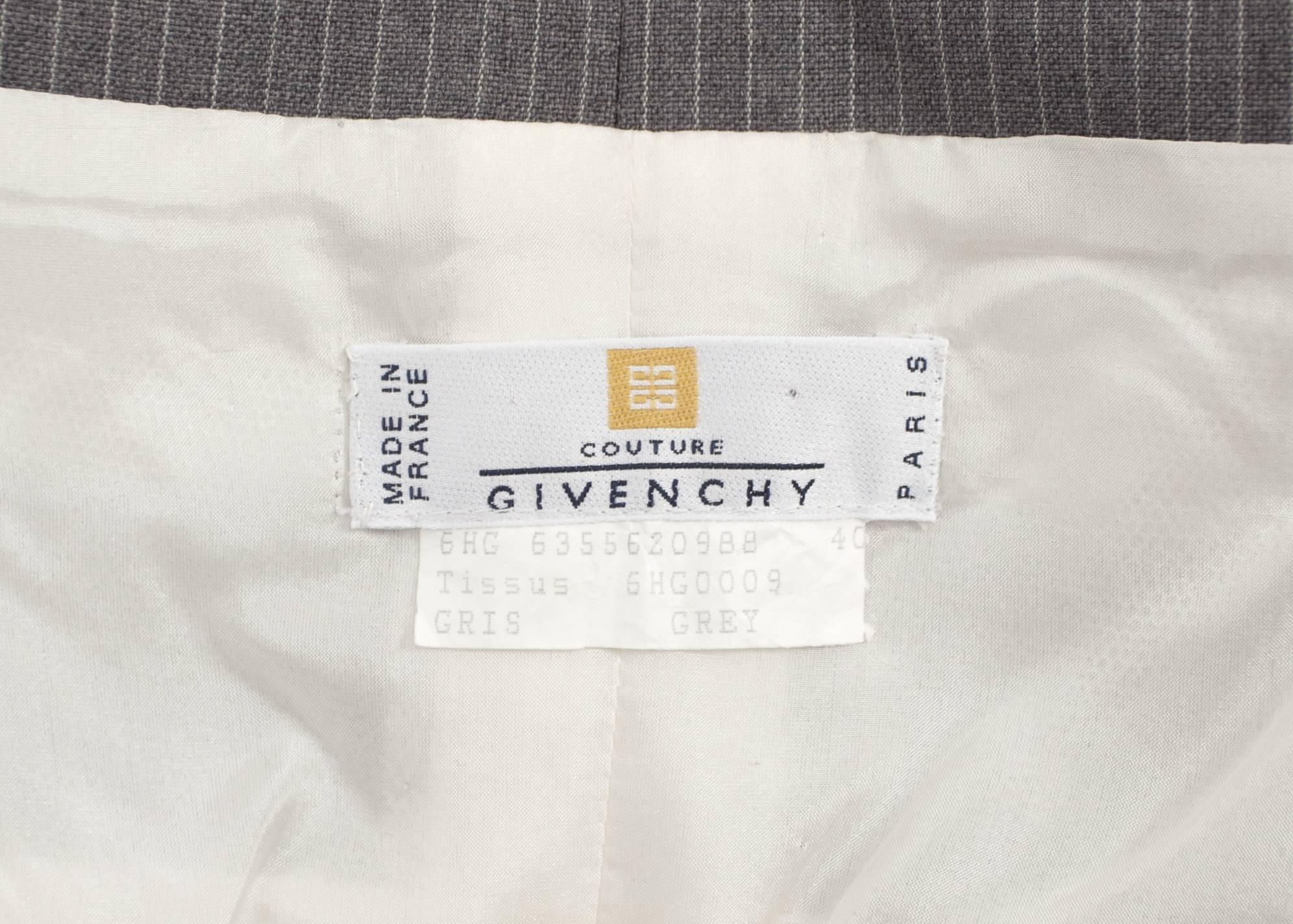 John Galliano for Givenchy Autumn-Winter 1996 grey pinstripe strapless ...