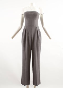 John Galliano for Givenchy Autumn-Winter 1996 grey pinstripe strapless jumpsuit