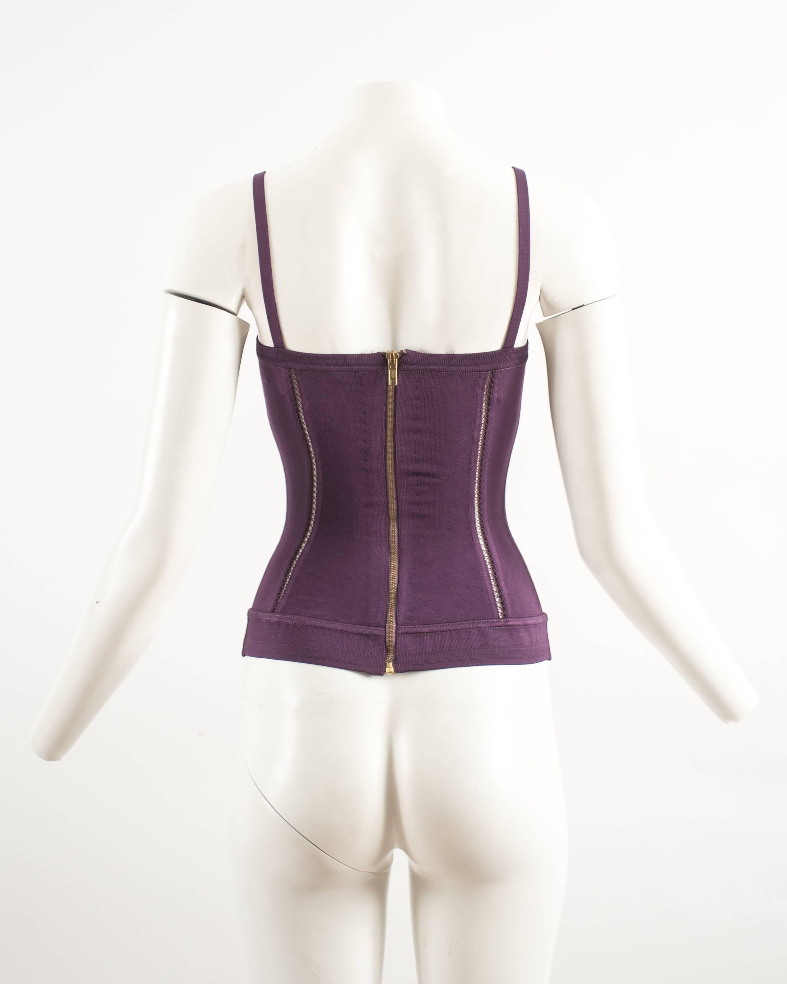 Women's Alaia Autumn-Winter 1991 plum corset vest For Sale