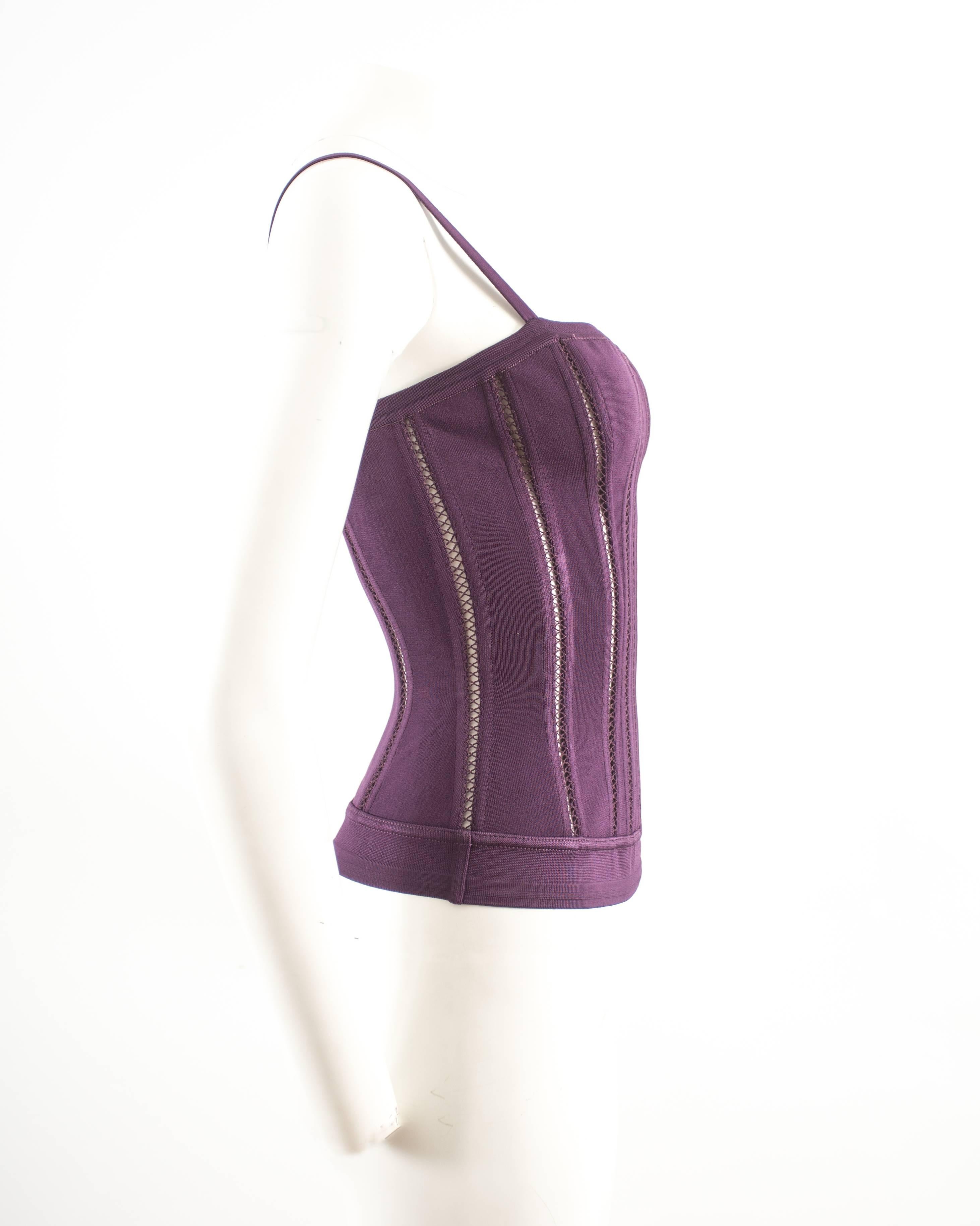 Alaia Autumn-Winter 1991 plum corset vest In Good Condition For Sale In London, GB