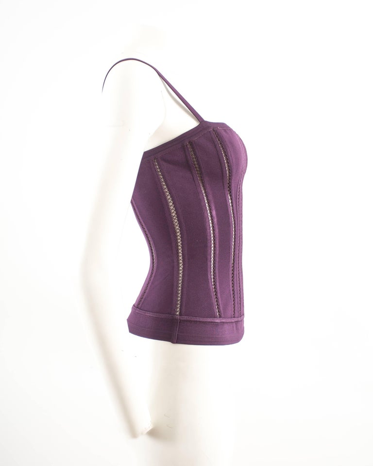 Alaia Autumn-Winter 1991 plum corset vest For Sale 2