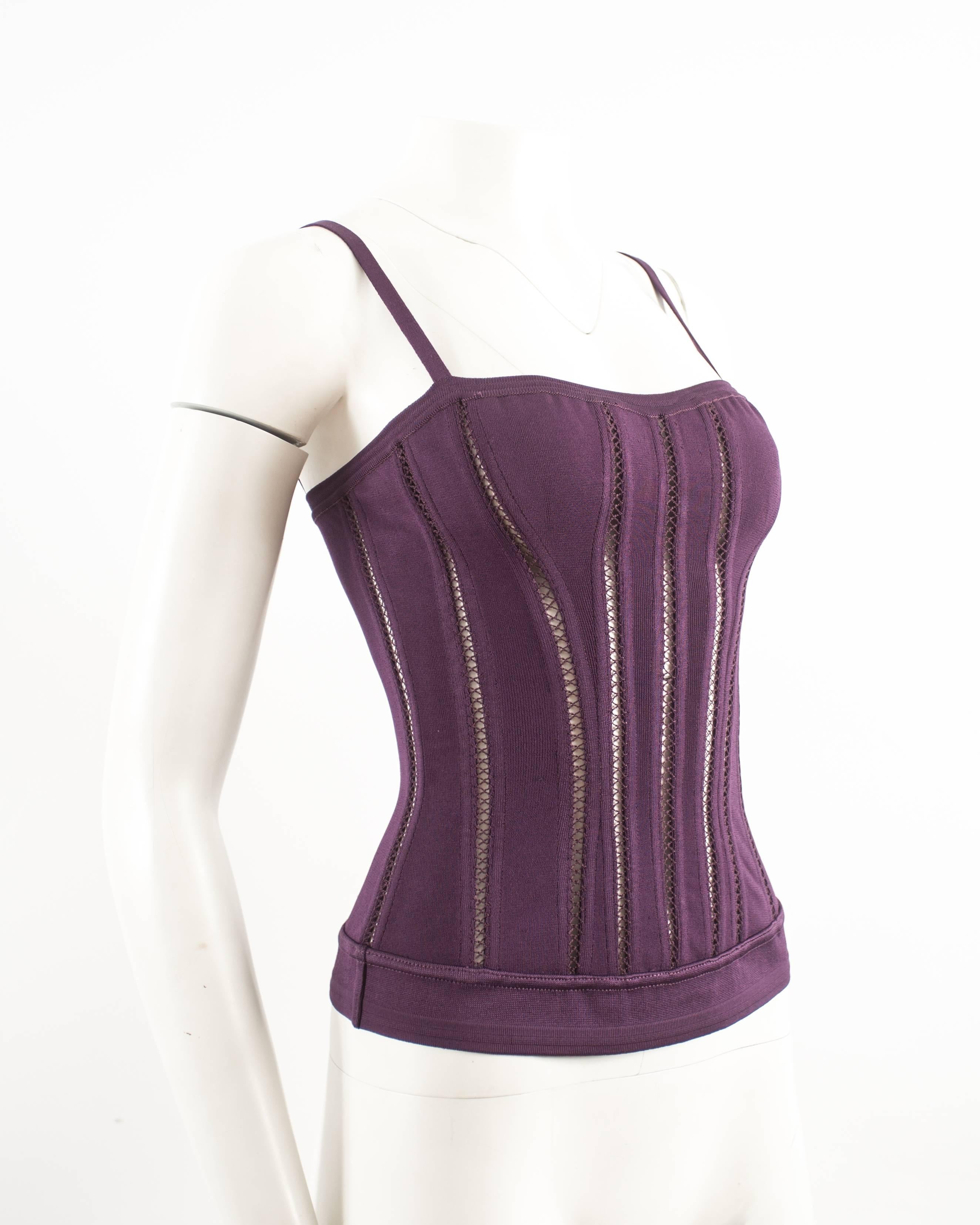 Alaïa - Gilet à corset prune, automne-hiver 1991 Pour femmes en vente