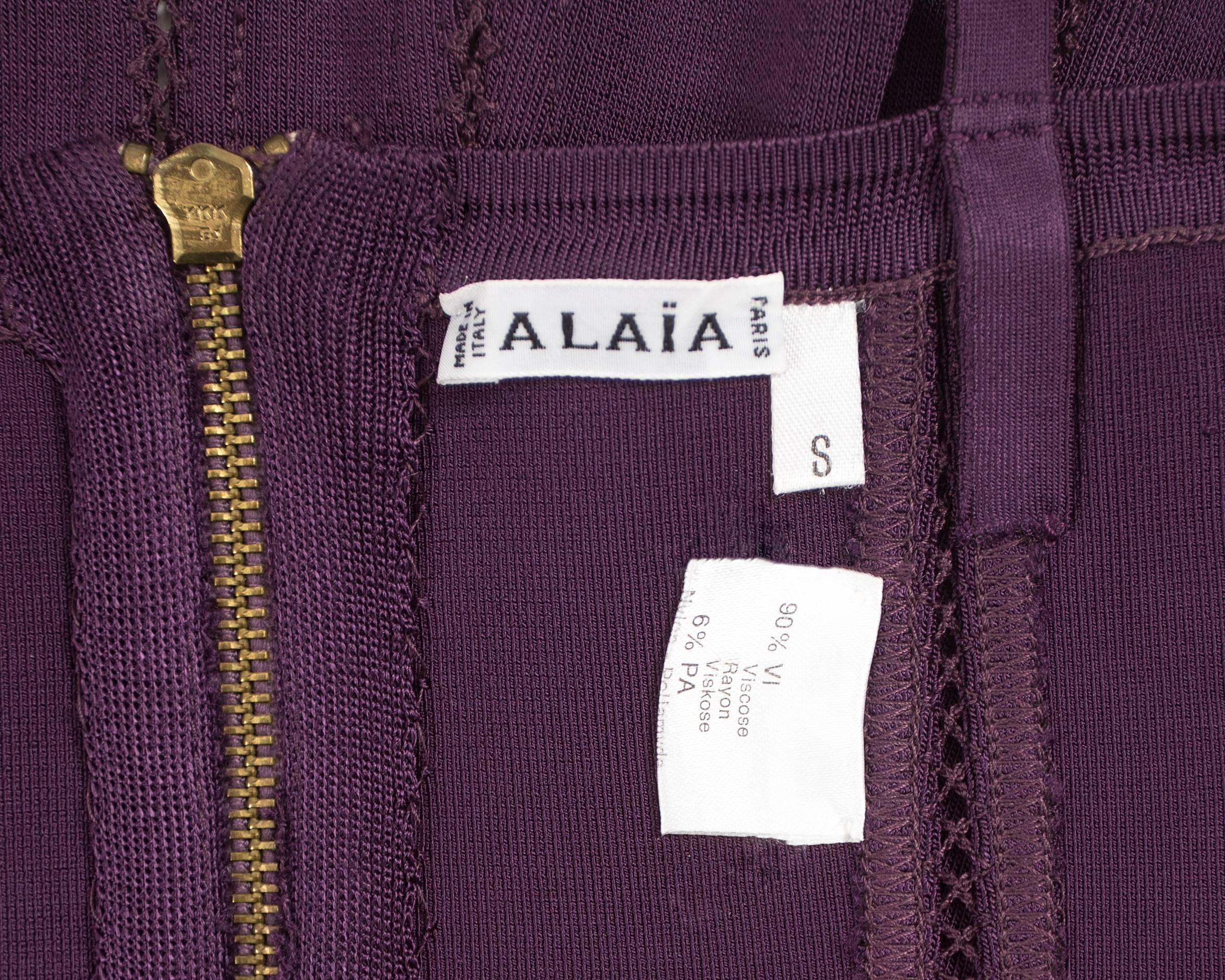 Alaïa - Gilet à corset prune, automne-hiver 1991 en vente 4